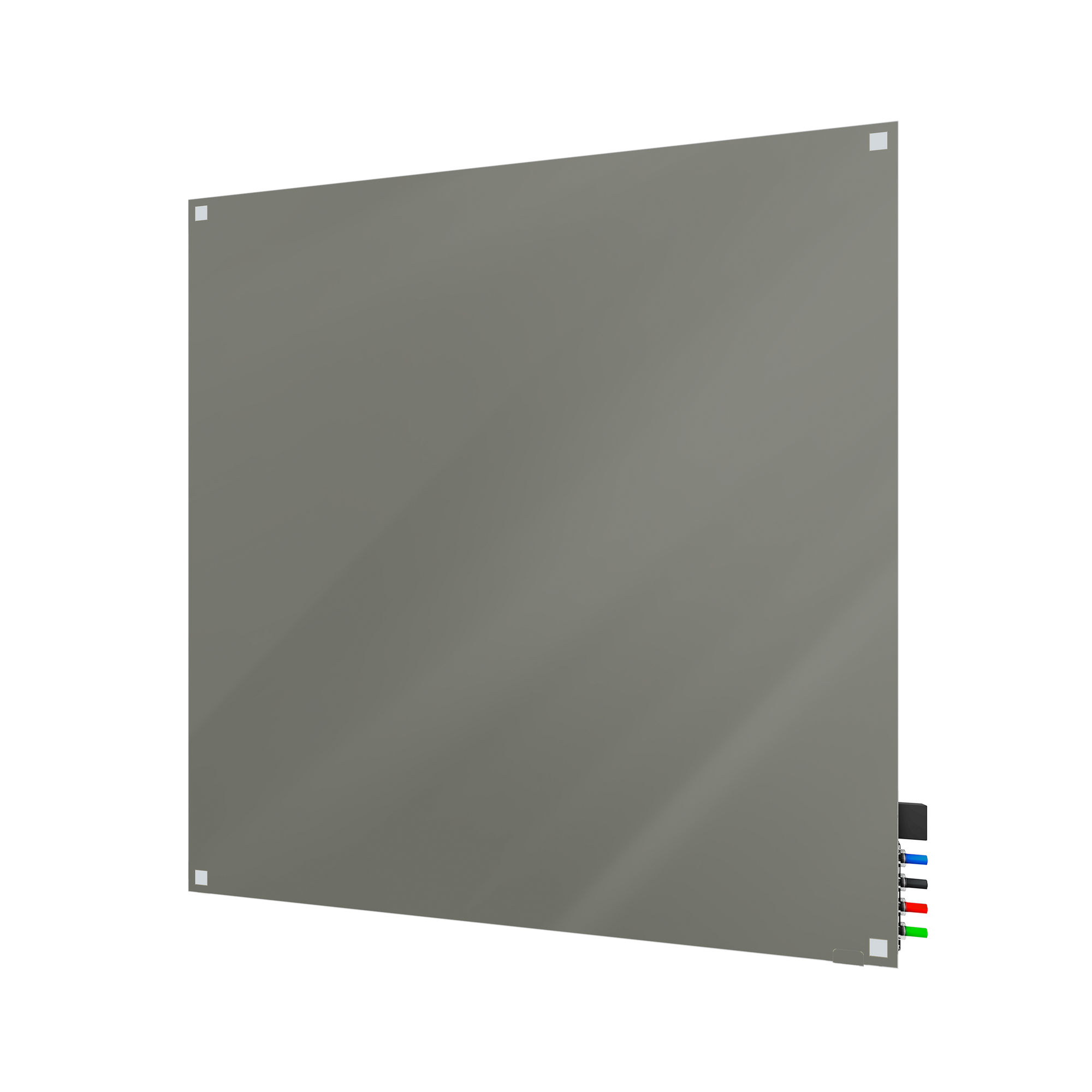 Ghent Harmony Glassboard w/ Standoffs, Magnetic, Square Corners, 4'H x 4'W, Smoke_0