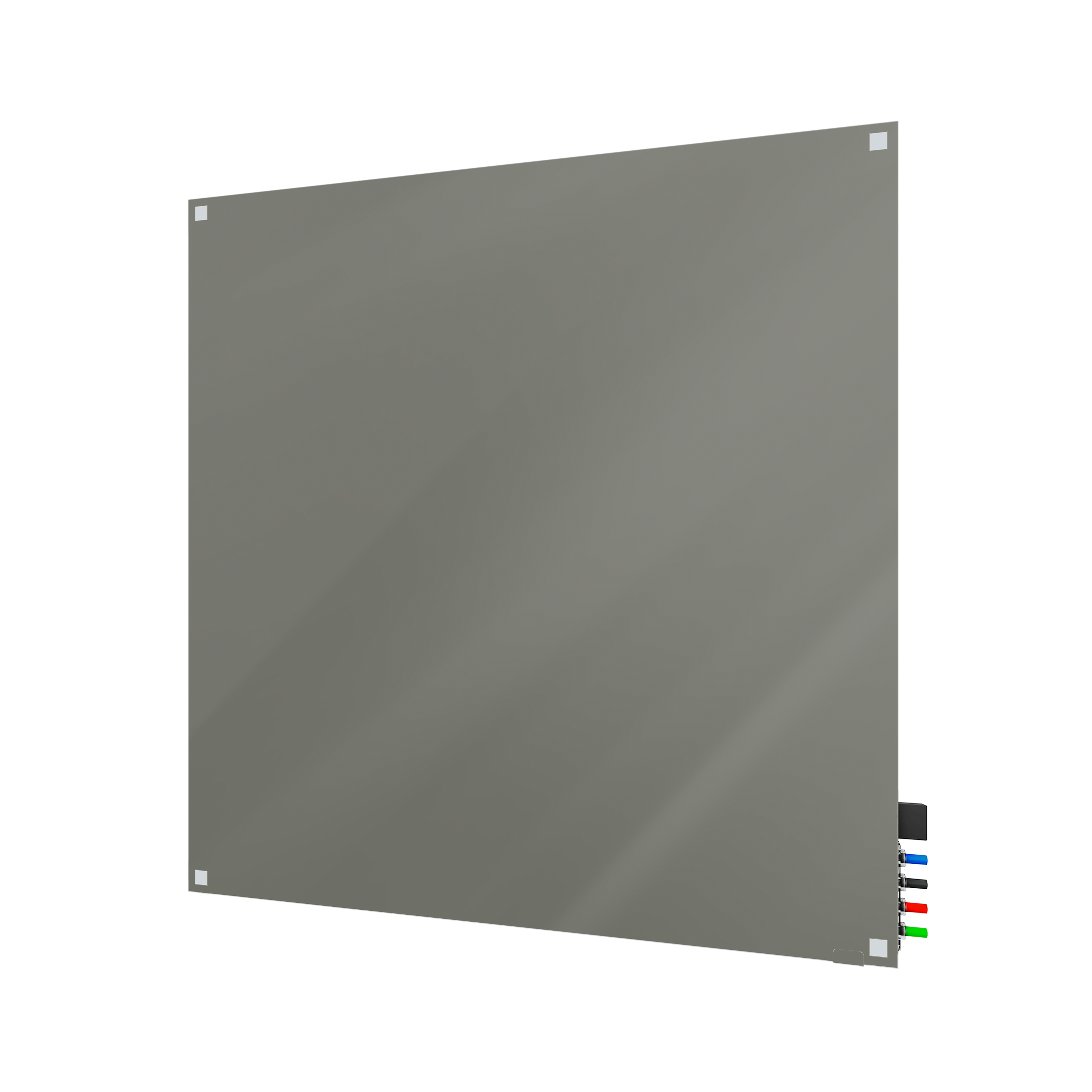 Ghent Harmony Glassboard w/ Standoffs, Magnetic, Square Corners, 4'H x 4'W, Smoke_0