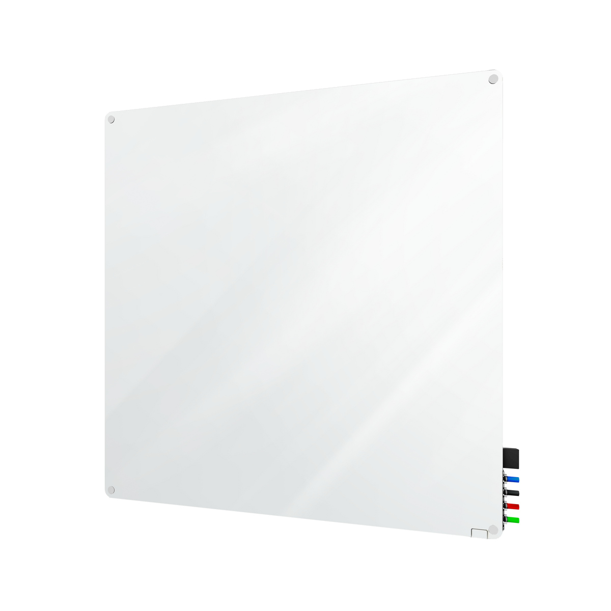 Ghent Harmony Glassboard w/ Standoffs, Non-magnetic, Radius Corners, 4'H x 4'W, White_0