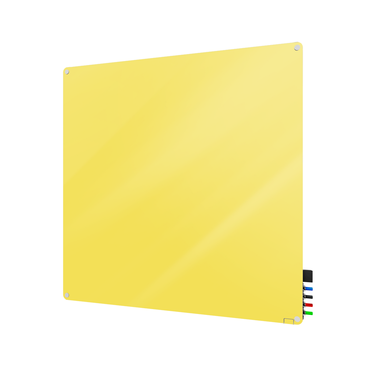 Ghent Harmony Glassboard w/ Standoffs, Magnetic, Radius Corners, 4'H x 4'W, Yellow_0