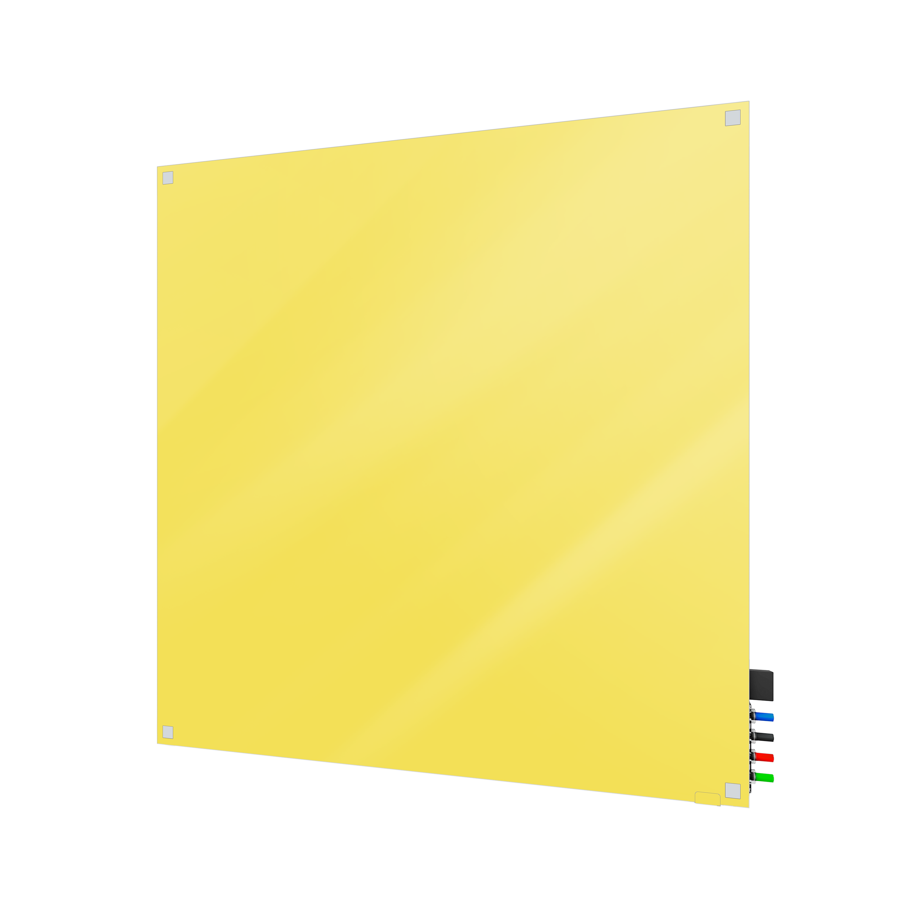 Ghent Harmony Glassboard w/ Standoffs, Magnetic, Square Corners, 4'H x 4'W, Yellow_0