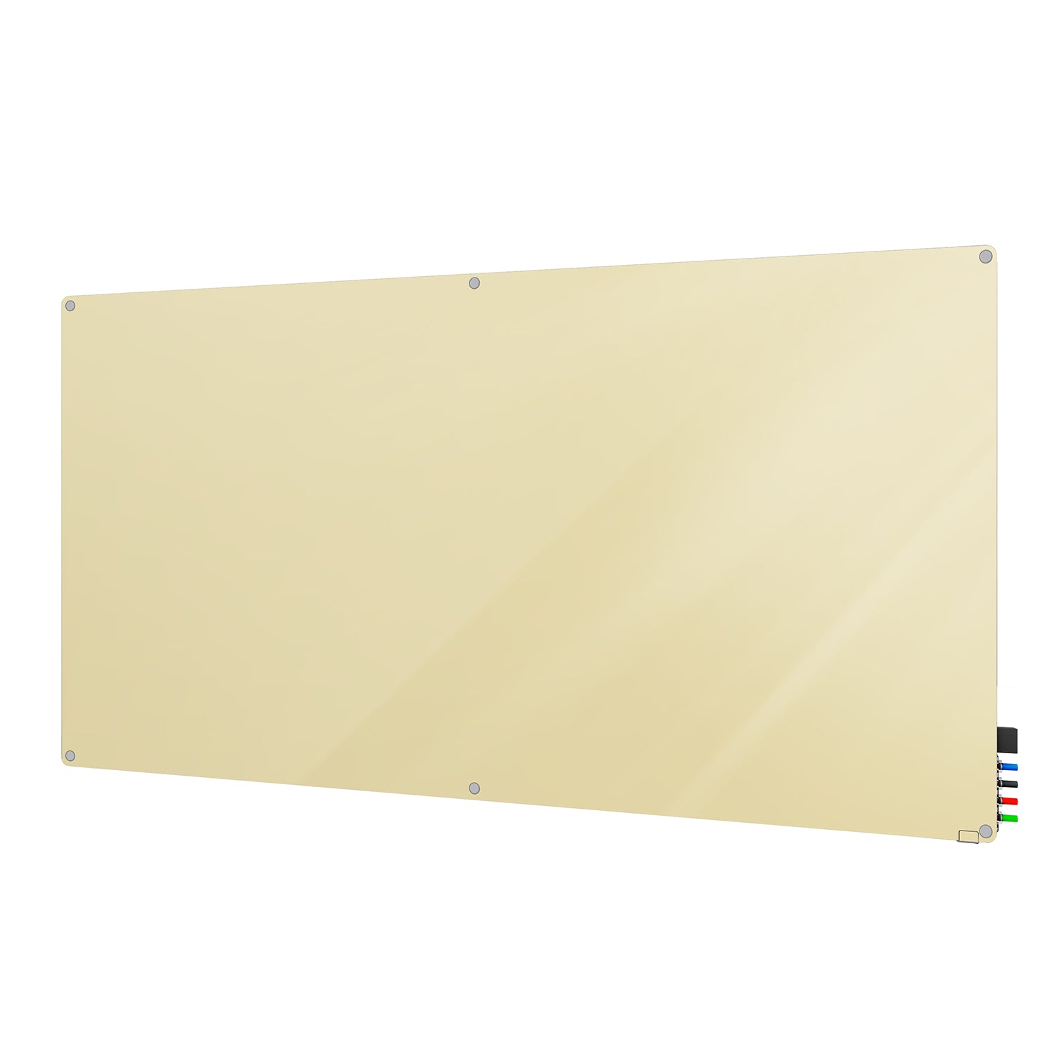 Ghent Harmony Glassboard w/ Standoffs, Magnetic, Radius Corners, 4'H x 6'W, Beige_0