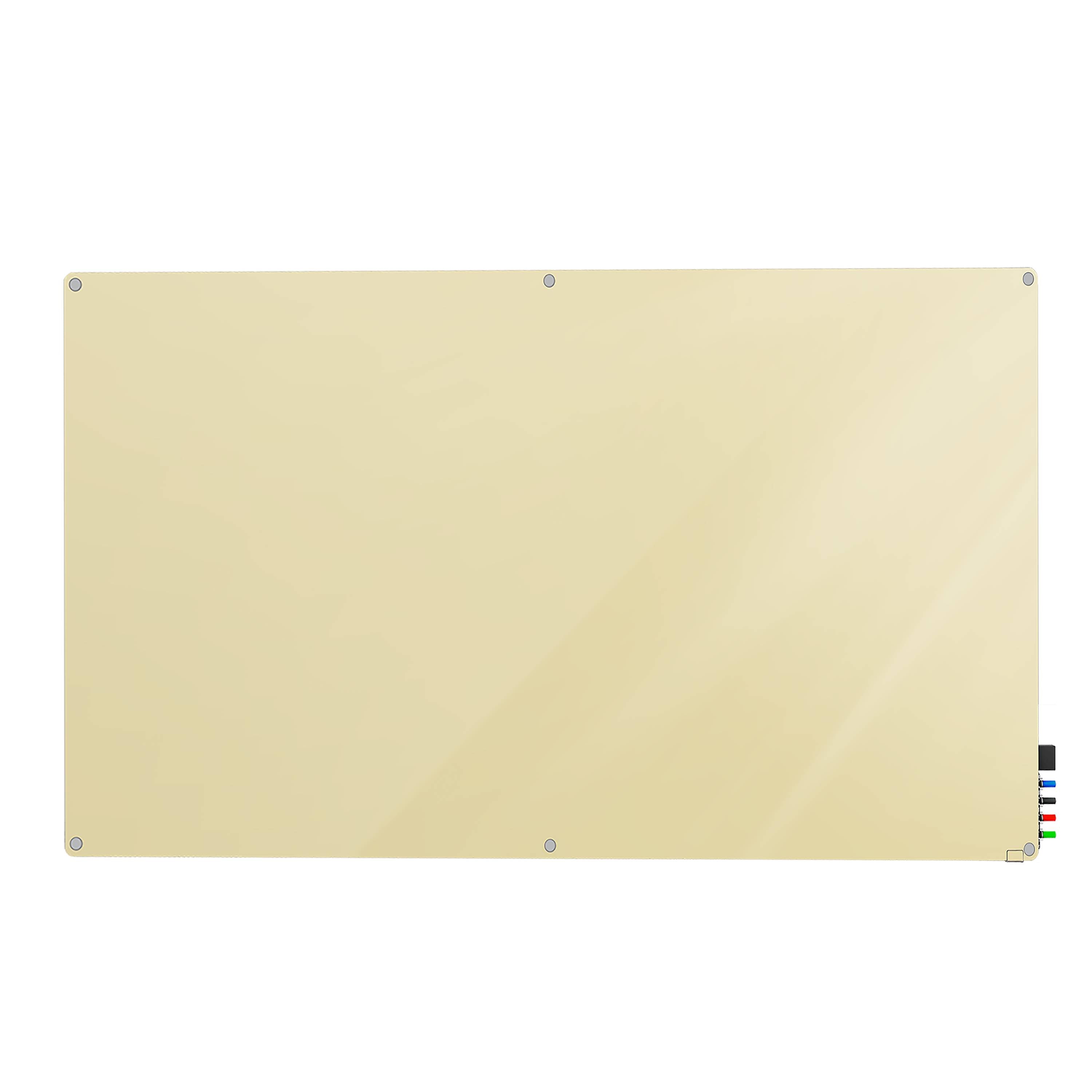 Ghent Harmony Glassboard w/ Standoffs, Magnetic, Radius Corners, 4'H x 5'W, Beige_0