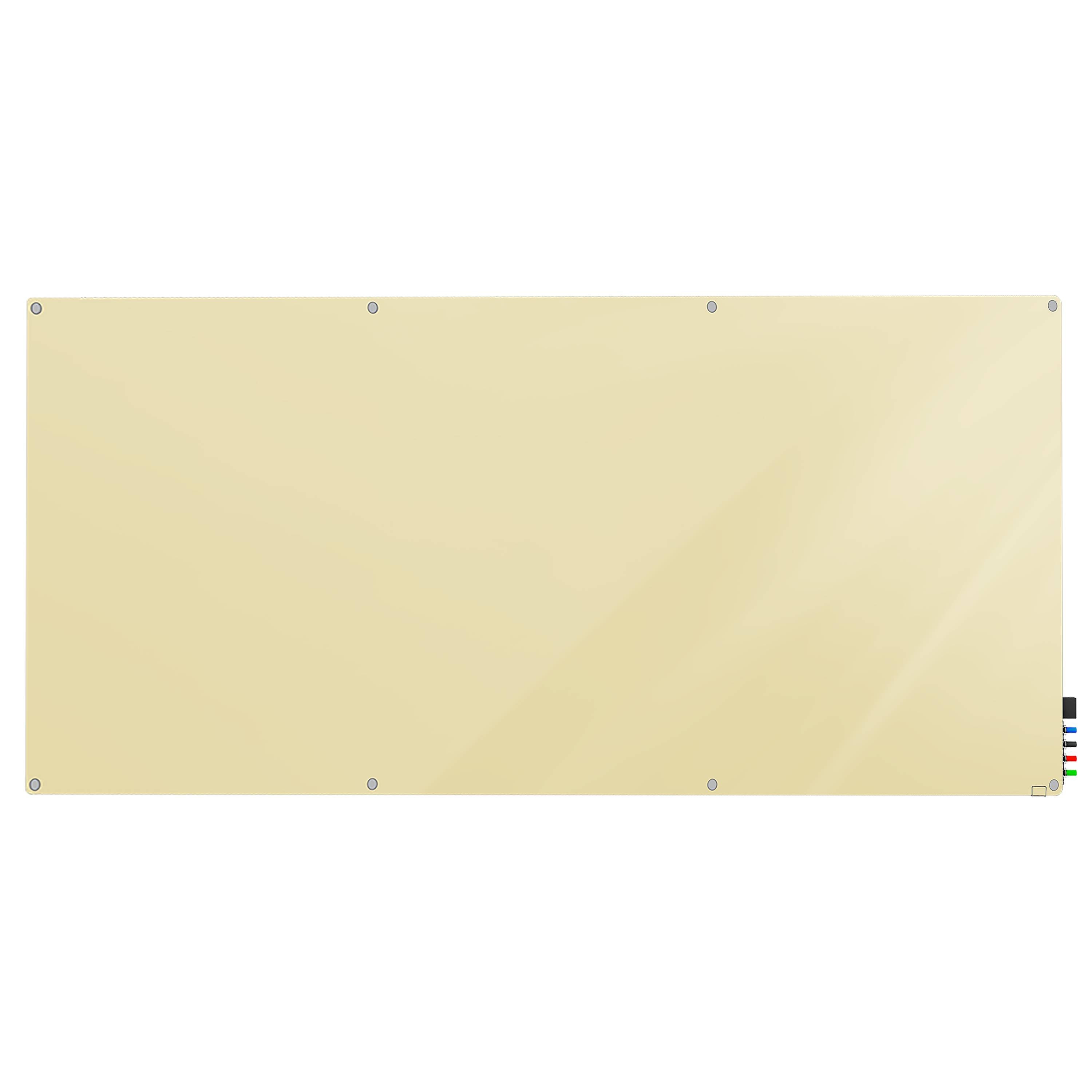 Ghent Harmony Glassboard w/ Standoffs, Magnetic, Radius Corners, 4'H x 10'W, Beige_0