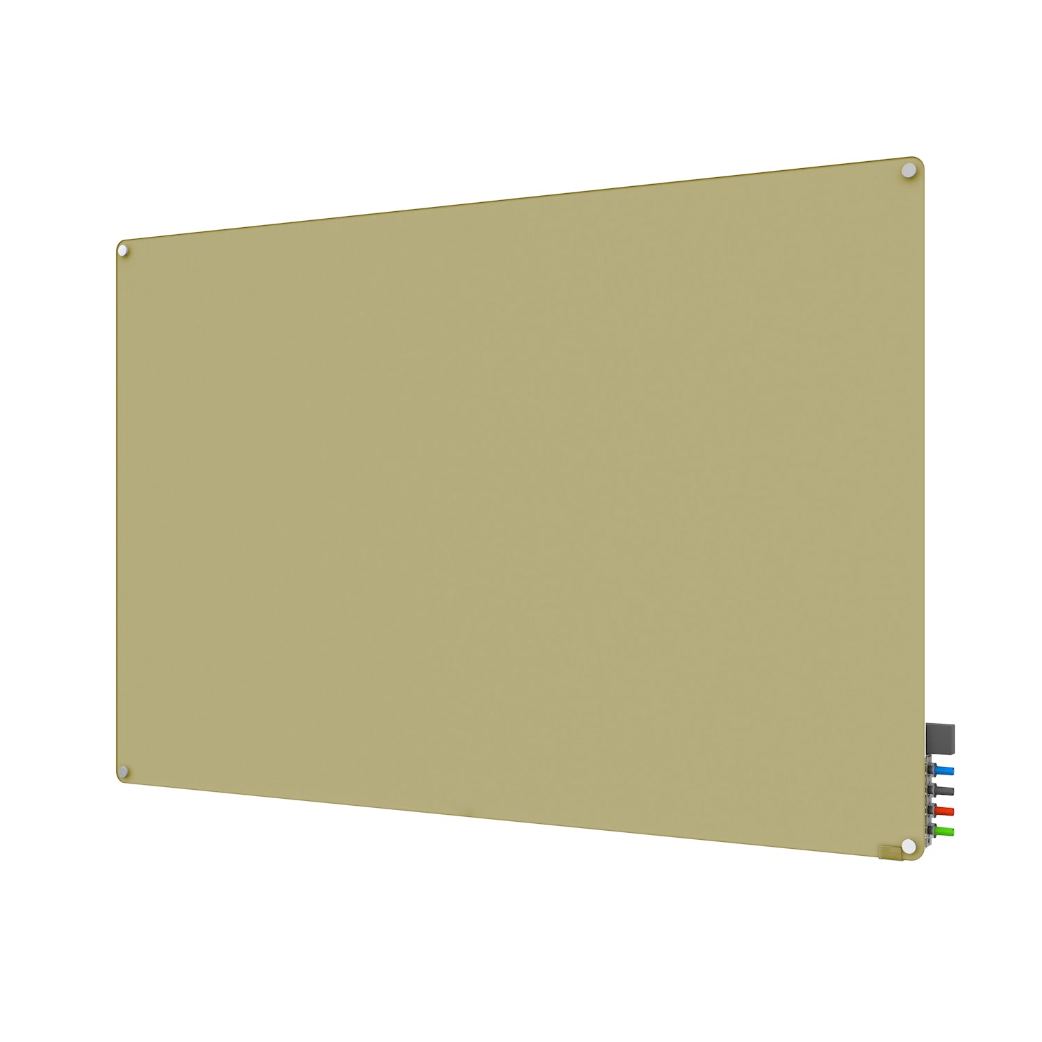 Ghent Harmony Glassboard w/ Standoffs, Magnetic, Radius Corners, 2'H x 3'W, Beige_1