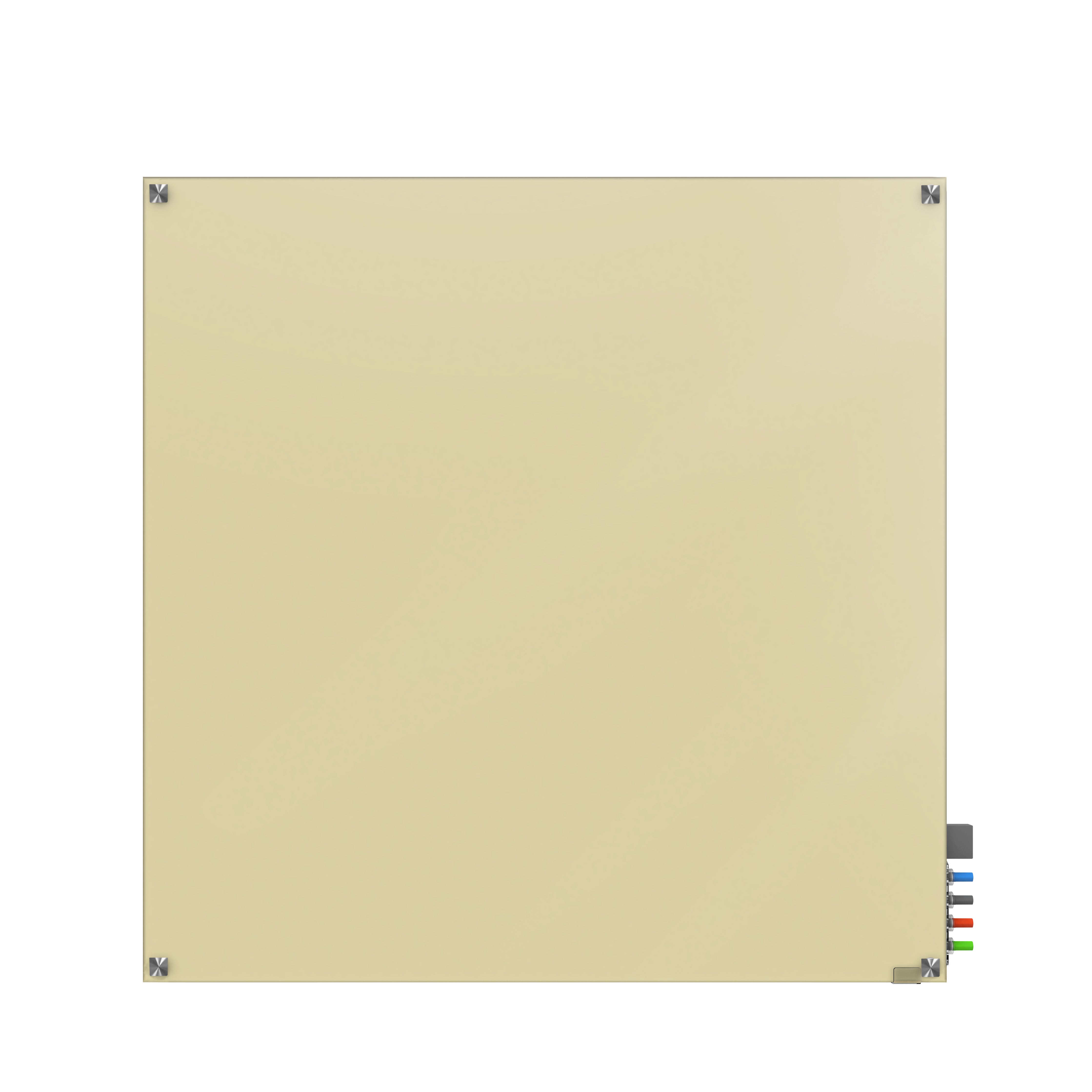 Ghent Harmony Glassboard w/ Standoffs, Magnetic, Square Corners, 4'H x 4'W, Beige_1