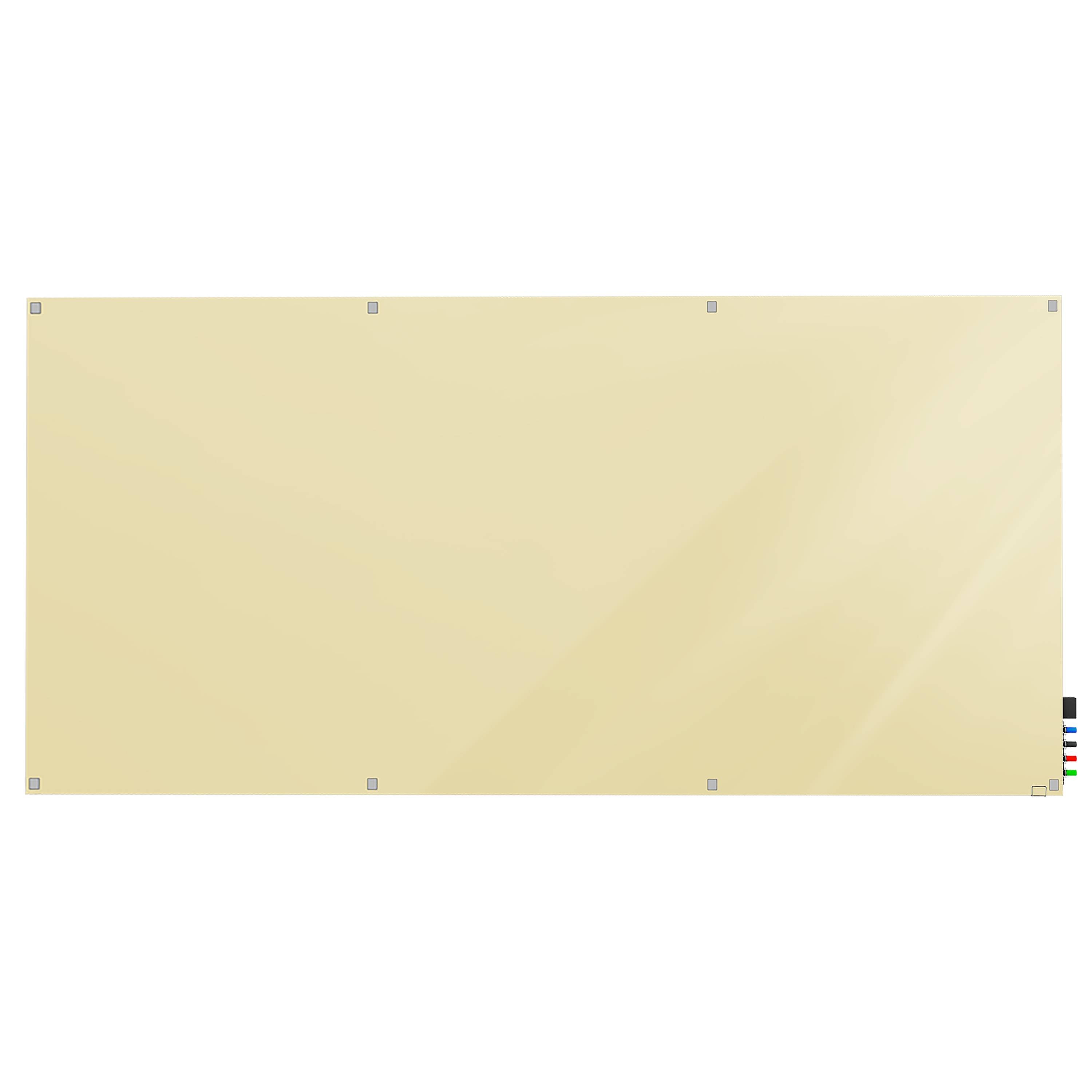 Ghent Harmony Glassboard w/ Standoffs, Magnetic, Square Corners, 4'H x 10'W, Beige_0