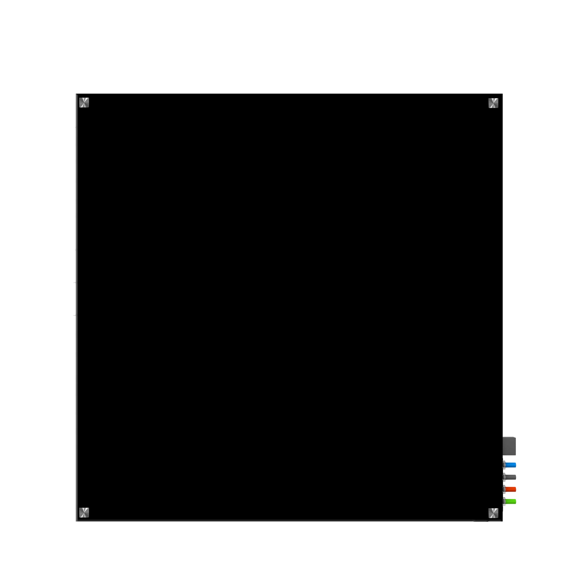 Ghent Harmony Glassboard w/ Standoffs, Non-magnetic, Square Corners, 4'H x 4'W, Black_1
