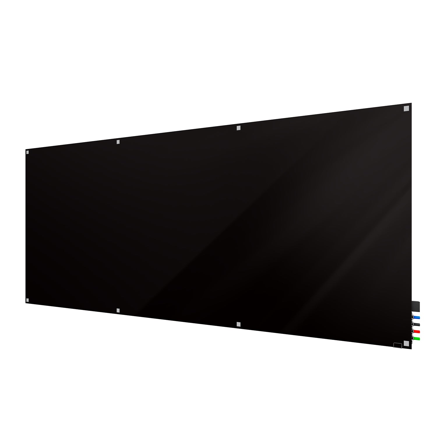 Ghent Harmony Glassboard w/ Standoffs, Magnetic, Square Corners, 4'H x 10'W, Black_1