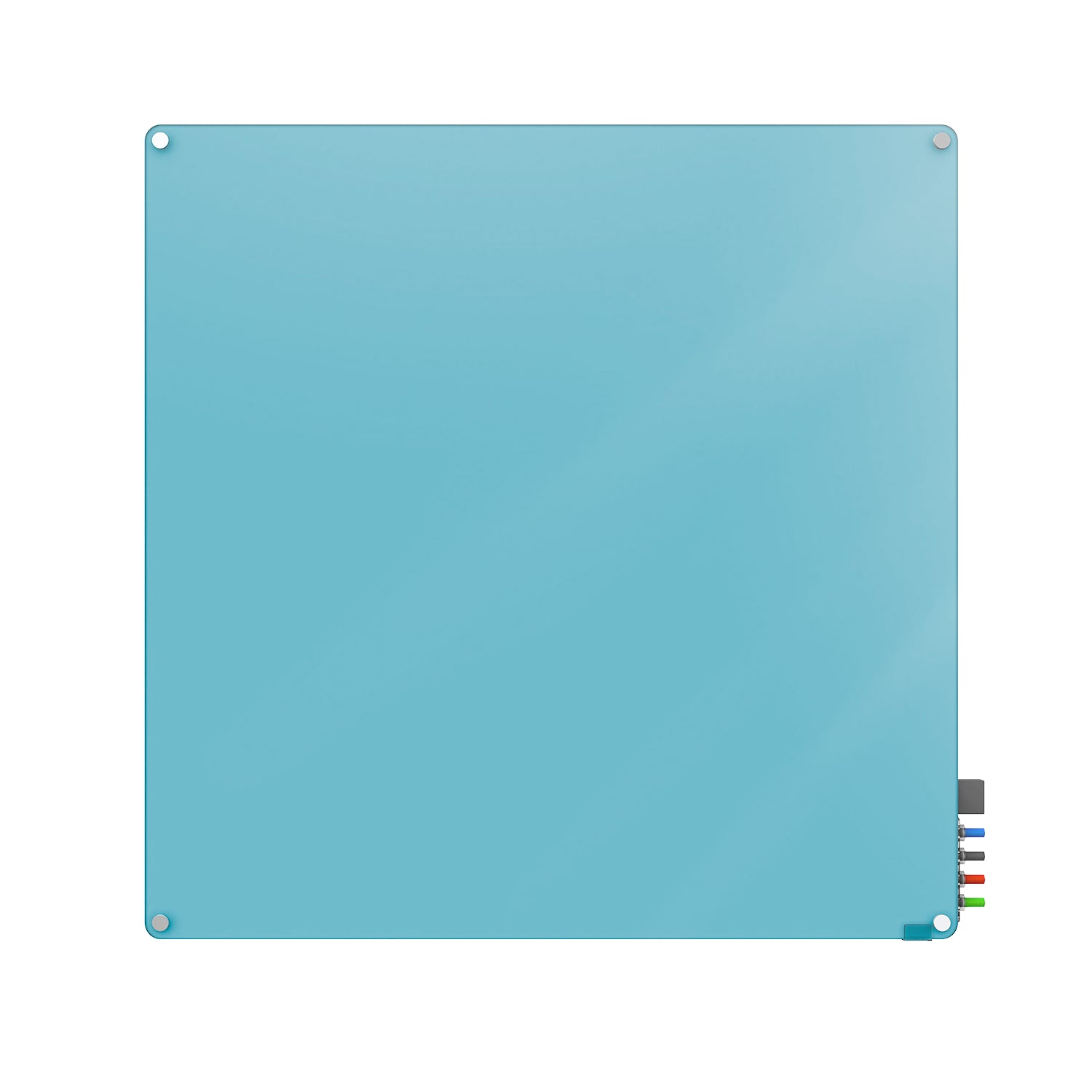 Ghent Harmony Glassboard w/ Standoffs, Magnetic, Radius Corners, 4'H x 4'W, Blue_1