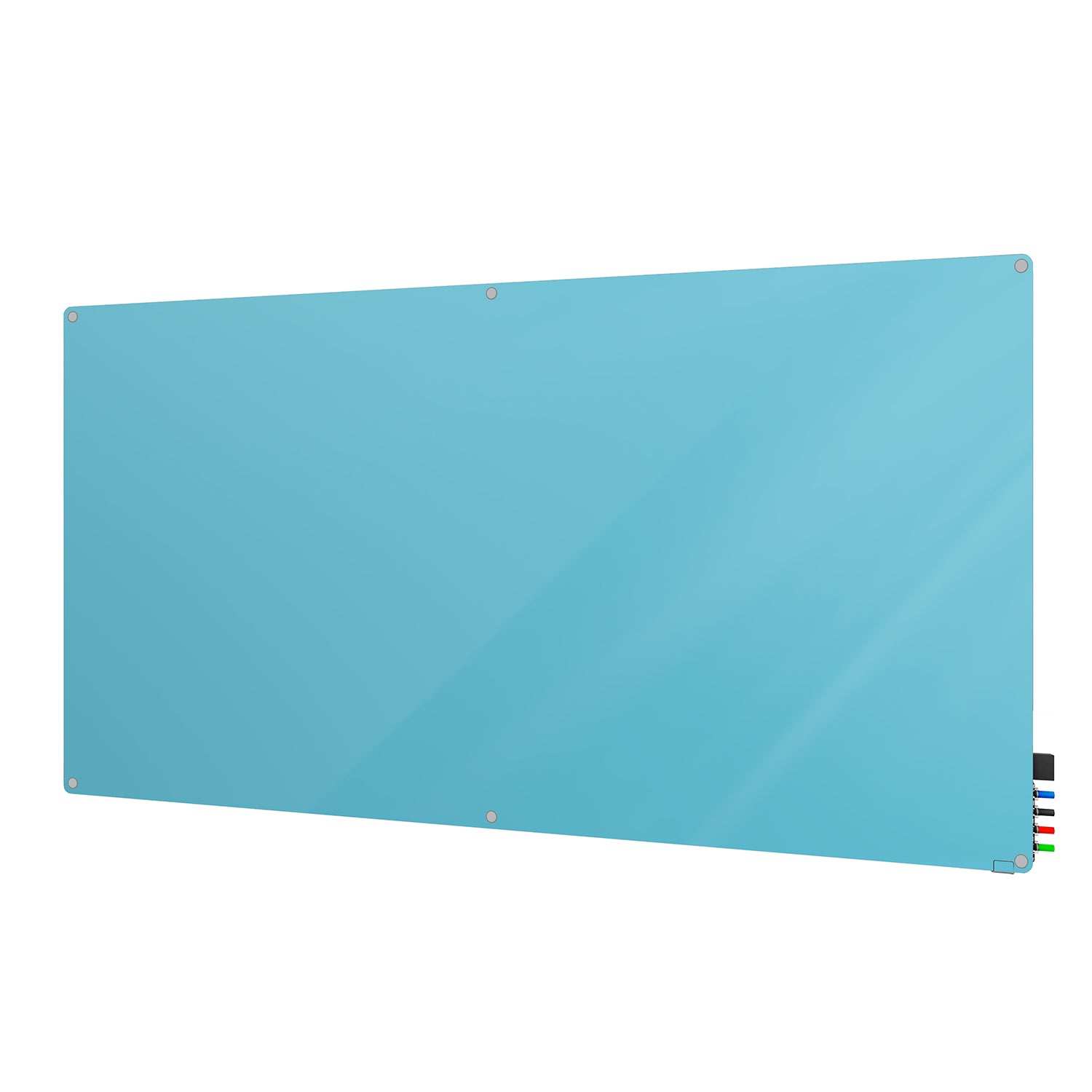 Ghent Harmony Glassboard w/ Standoffs, Magnetic, Radius Corners, 4'H x 5'W, Blue_1