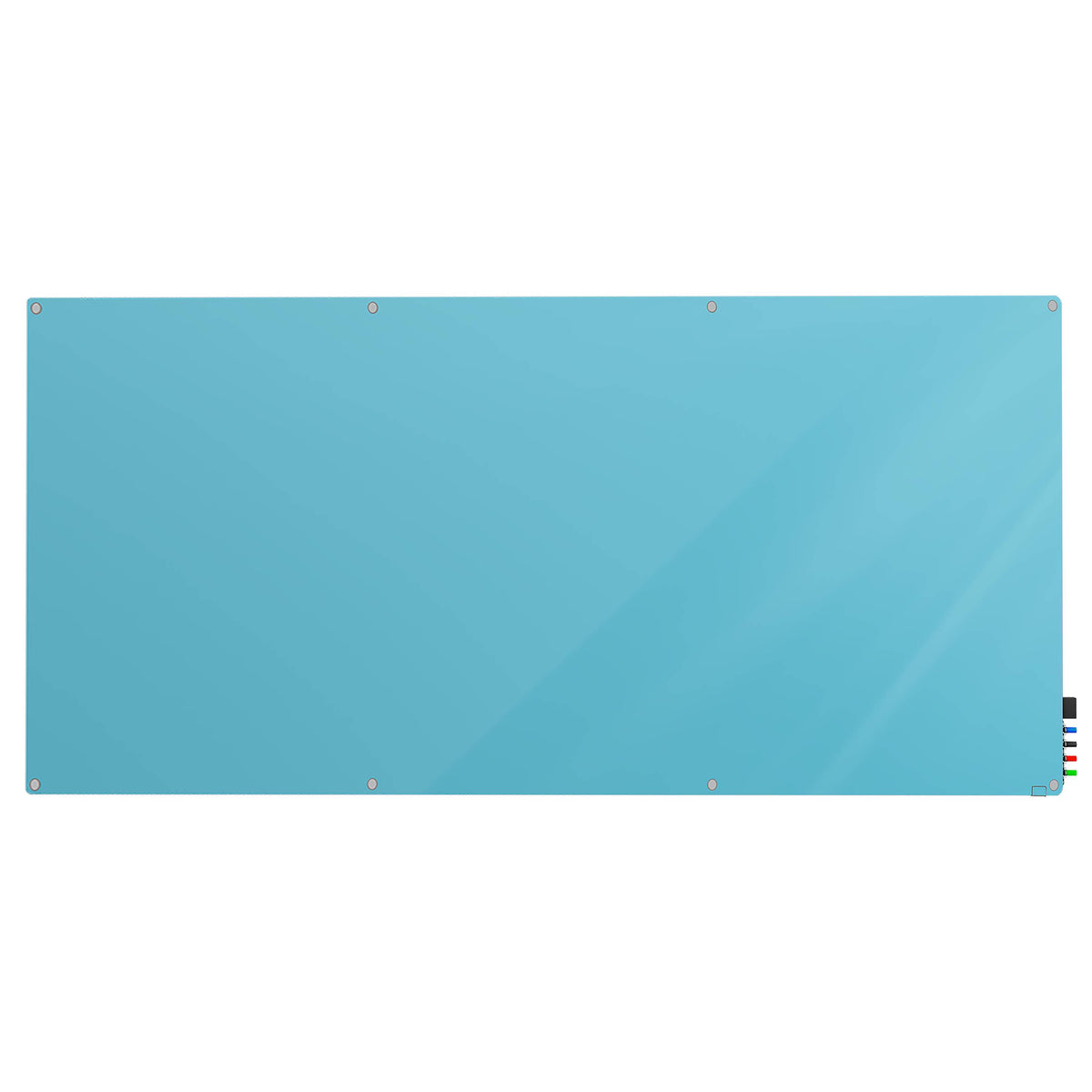 Ghent Harmony Glassboard w/ Standoffs, Magnetic, Radius Corners, 4'H x 10'W, Blue_0