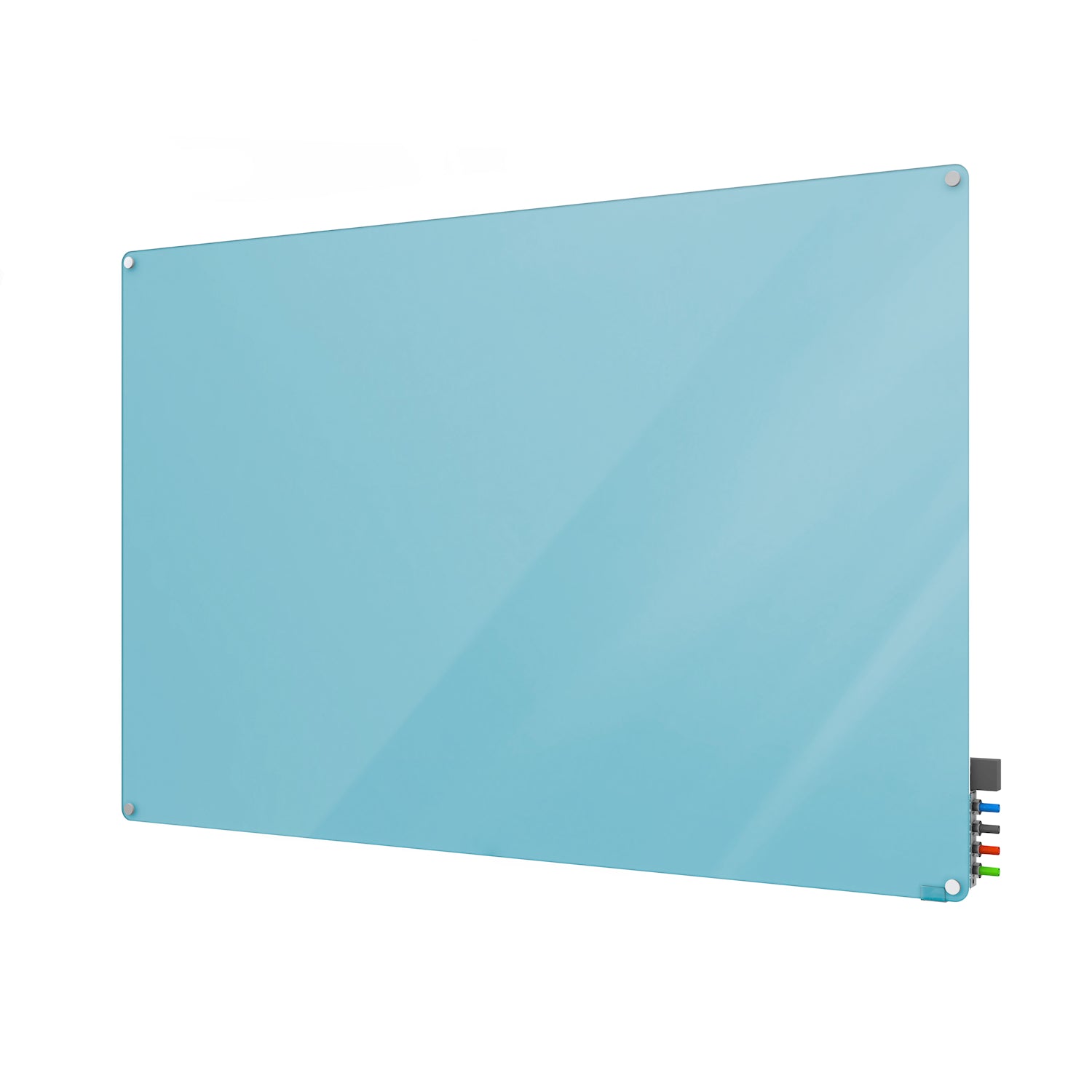 Ghent Harmony Glassboard w/ Standoffs, Magnetic, Radius Corners, 2'H x 3'W, Blue_1