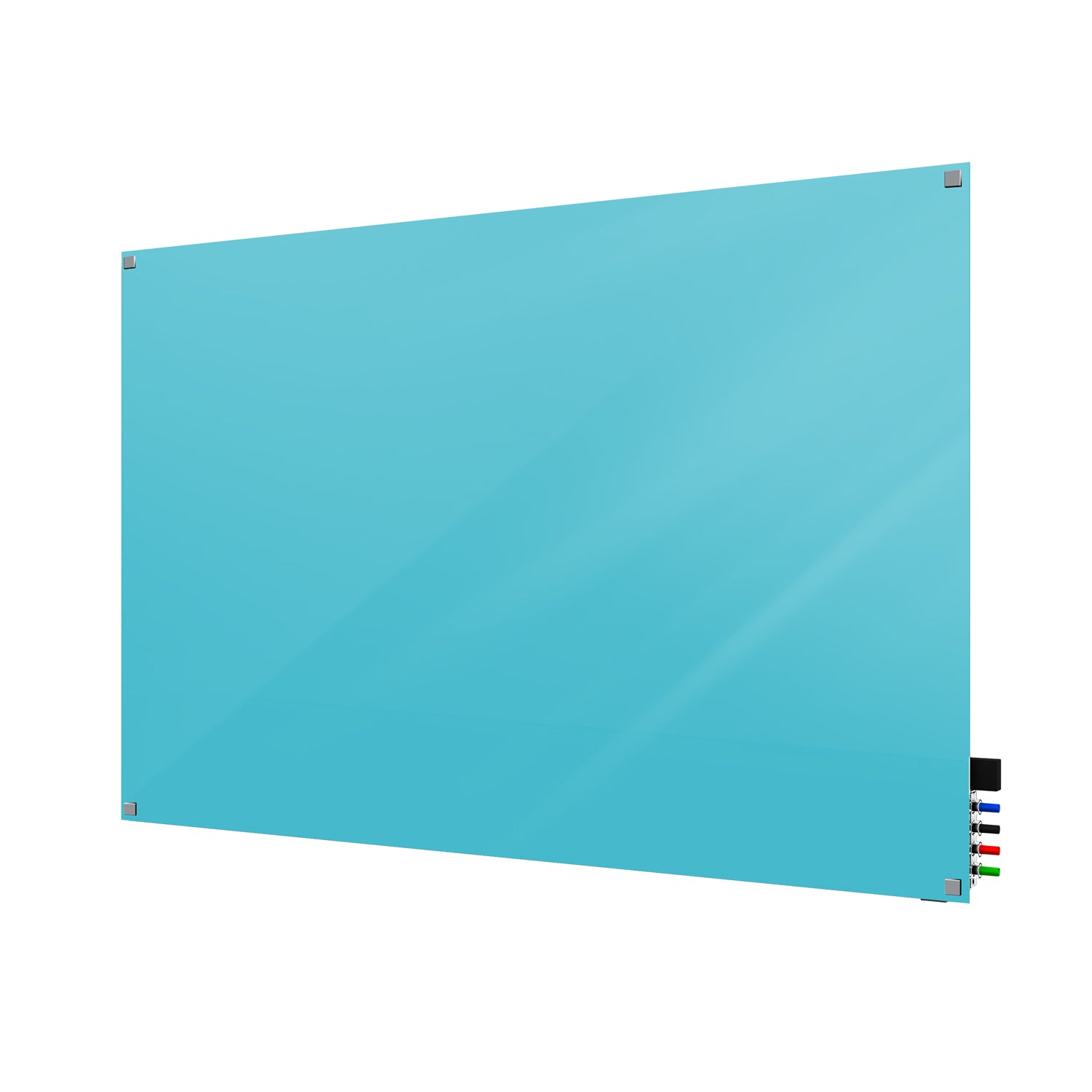 Ghent Harmony Glassboard w/ Standoffs, Non-magnetic, Square Corners, 2'H x 3'W, Blue_1