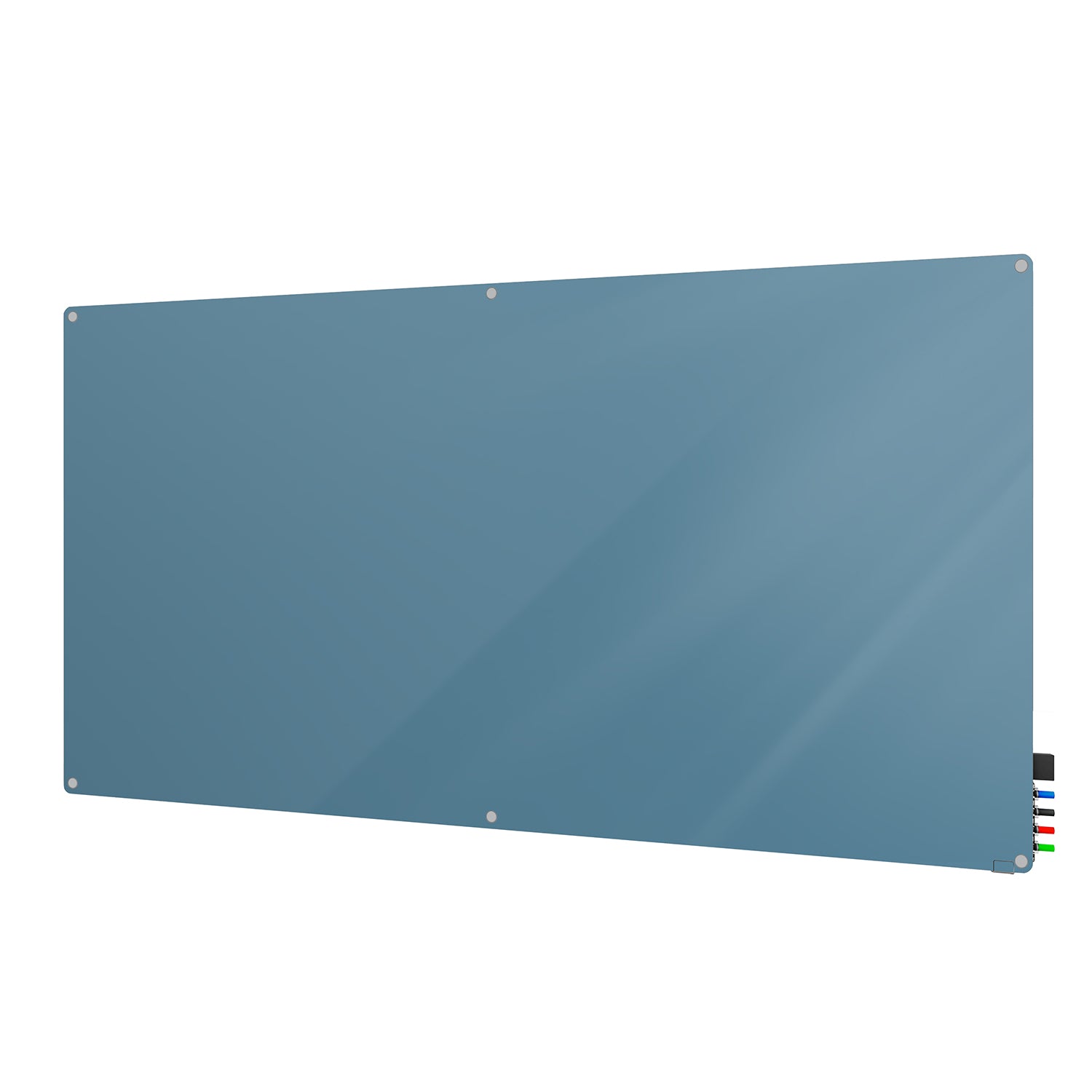 Ghent Harmony Glassboard w/ Standoffs, Magnetic, Radius Corners, 4'H x 5'W, Denim_1