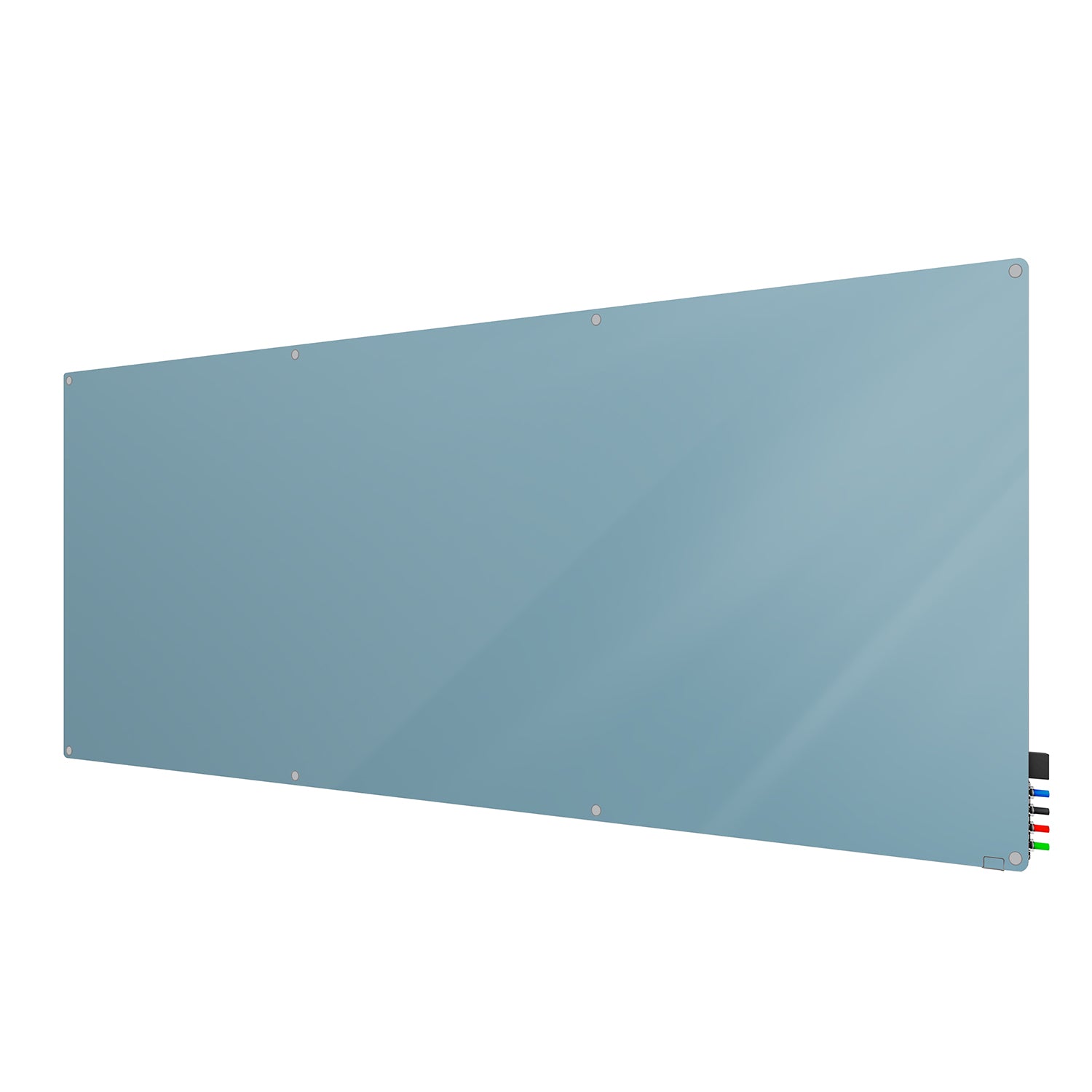 Ghent Harmony Glassboard w/ Standoffs, Magnetic, Radius Corners, 4'H x 10'W, Denim_1