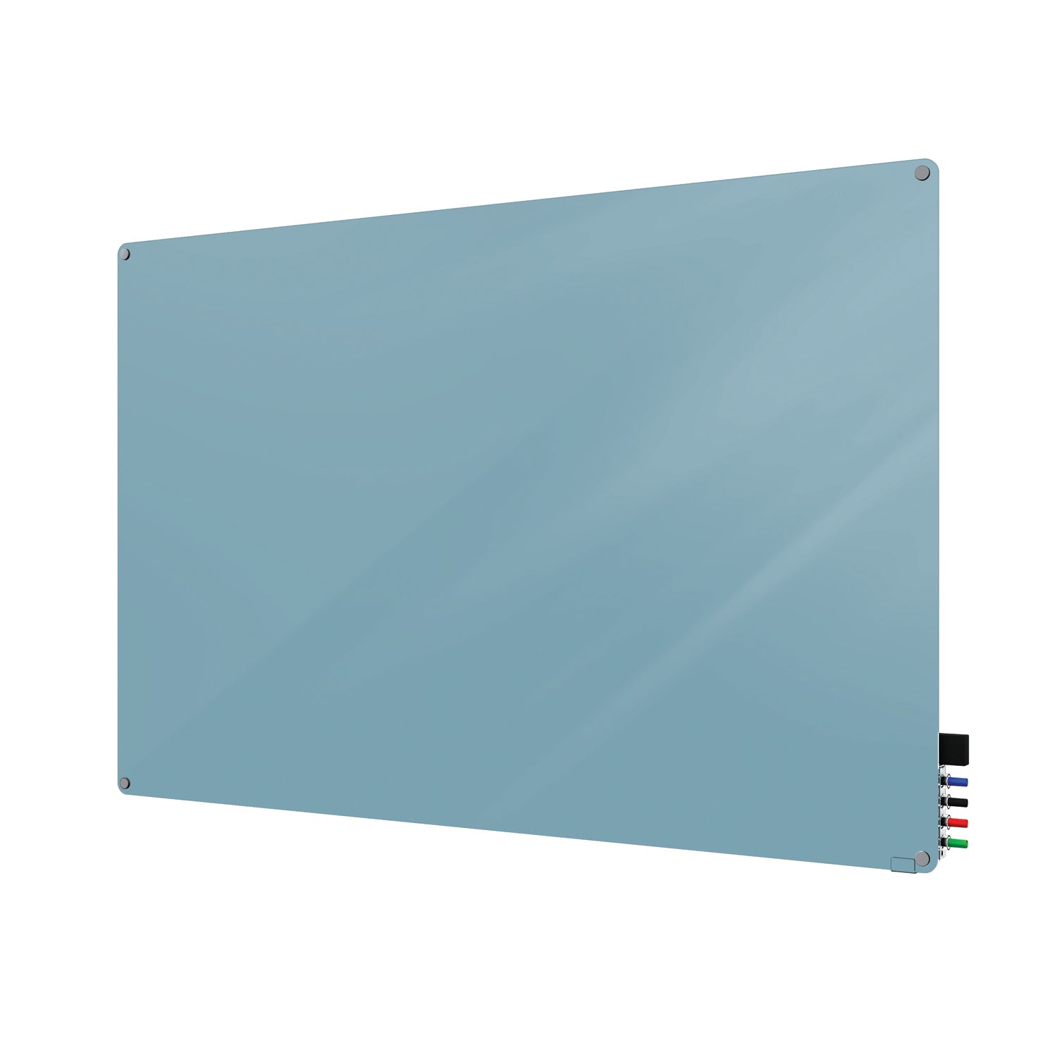 Ghent Harmony Glassboard w/ Standoffs, Magnetic, Radius Corners, 3'H x 4'W, Denim_1