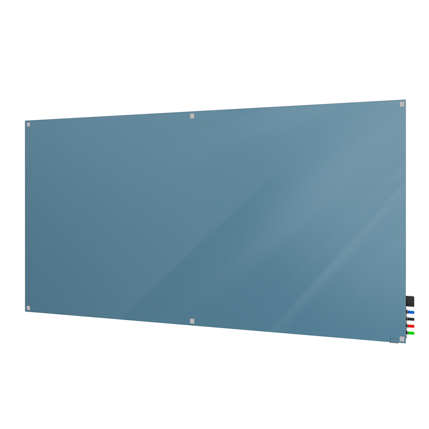 Ghent Harmony Glassboard w/ Standoffs, Magnetic, Square Corners, 4'H x 5'W, Denim_1