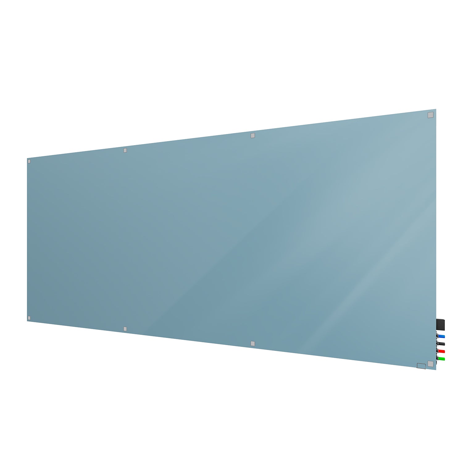 Ghent Harmony Glassboard w/ Standoffs, Magnetic, Square Corners, 4'H x 10'W, Denim_1