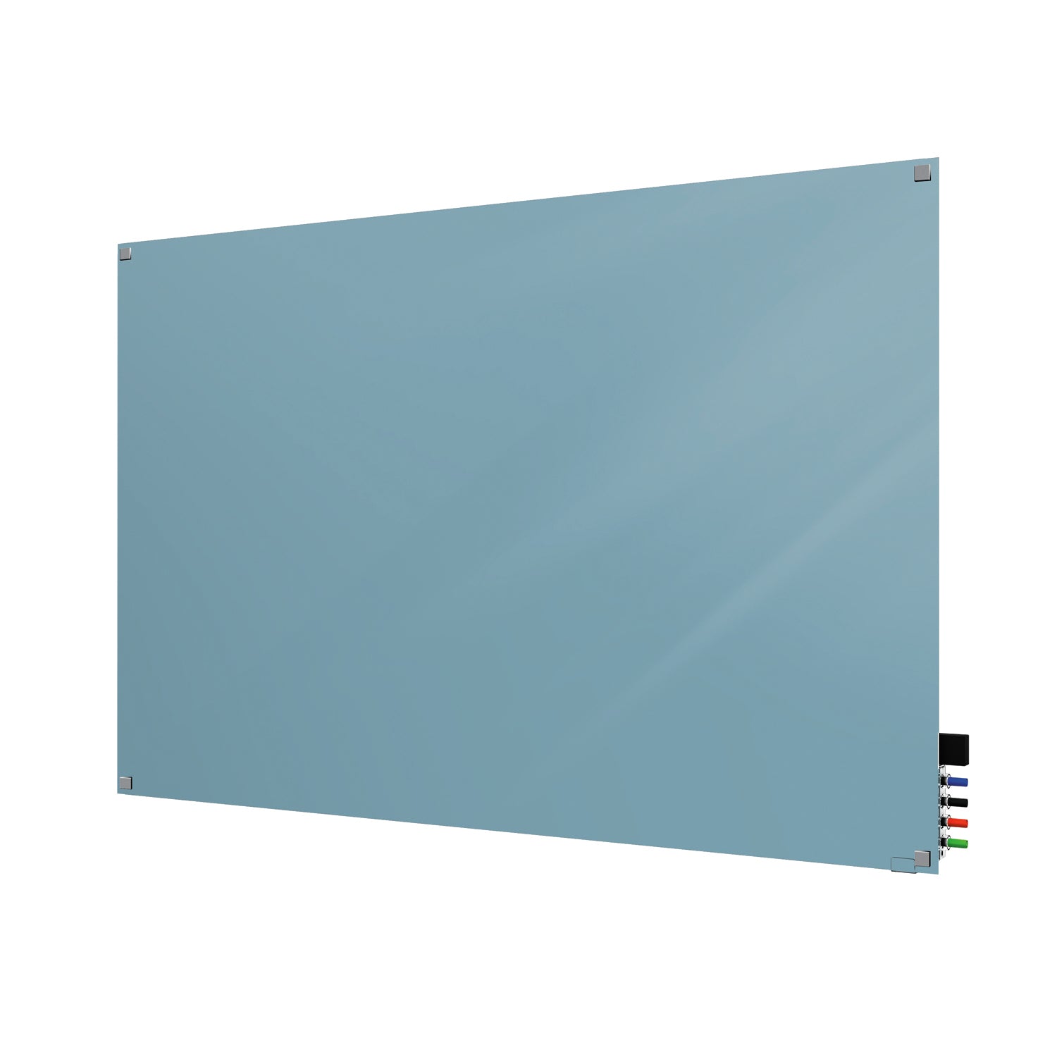 Ghent Harmony Glass Whiteboard w/ Standoffs, Non-magnetic, Square Corners, 3'H x 4'W, Denim_1