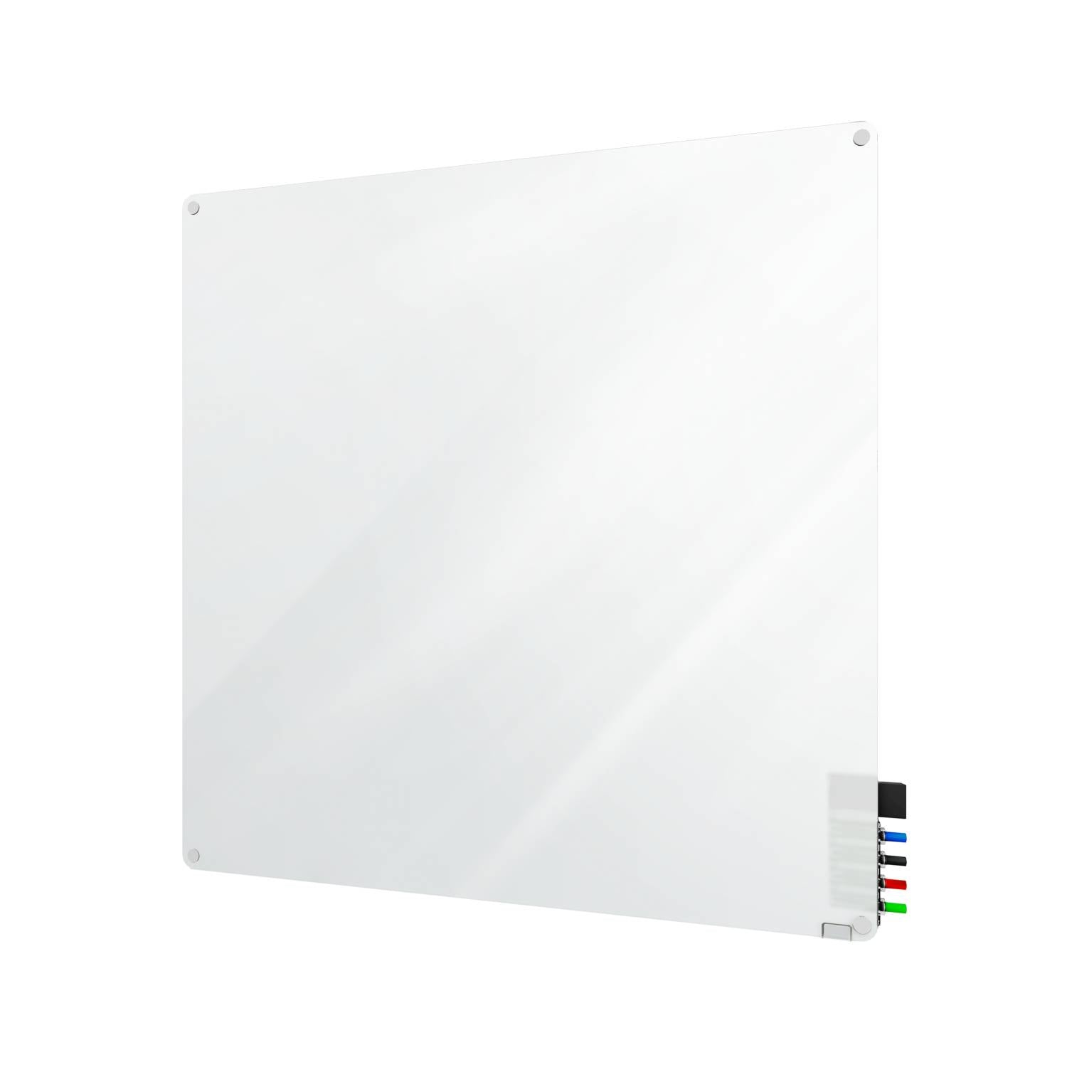 Ghent Harmony Frosted Glassboard w/ Standoffs, Non-magnetic, Radius Corners, 4'H x 4'W_1