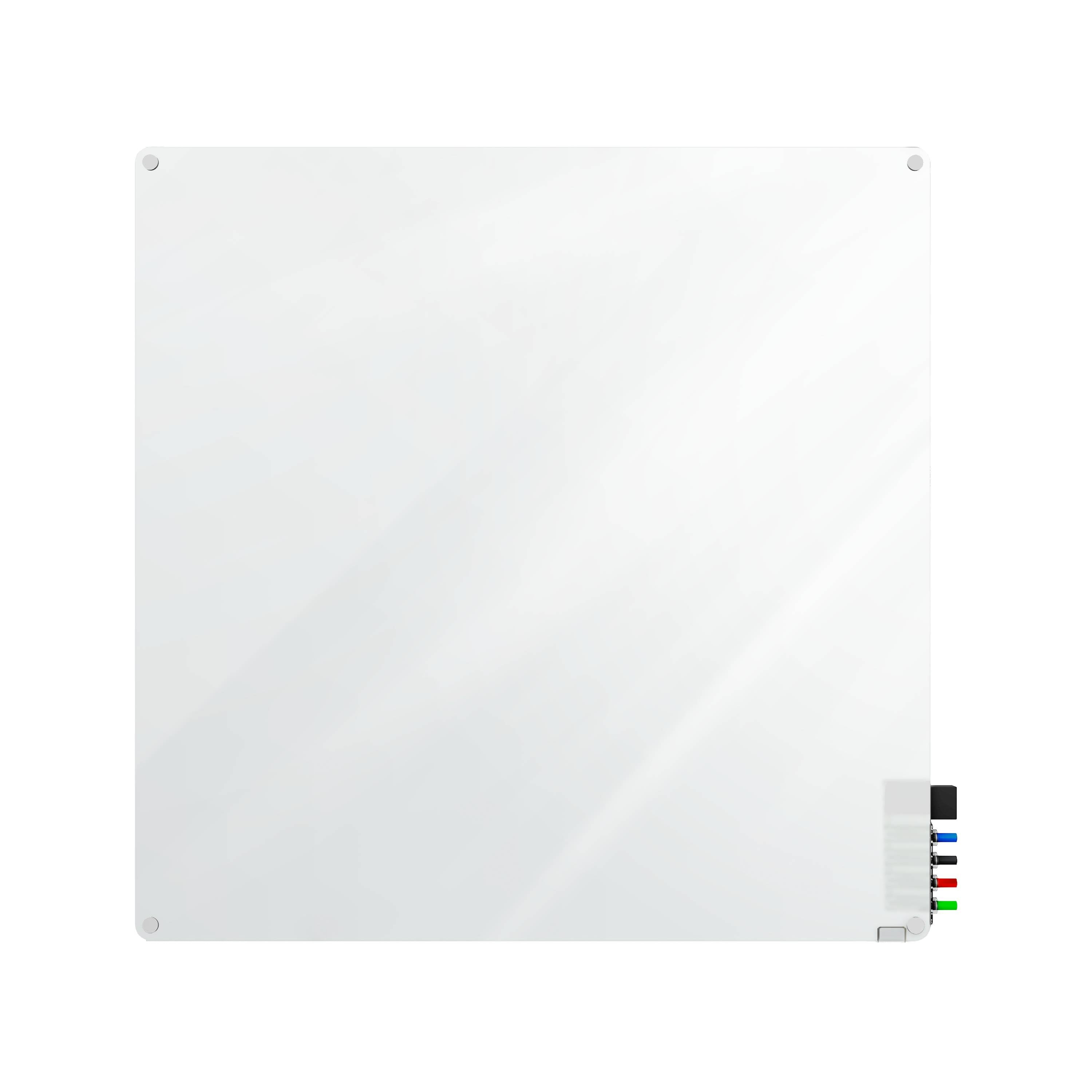 Ghent Harmony Frosted Glassboard w/ Standoffs, Non-magnetic, Radius Corners, 4'H x 4'W_0