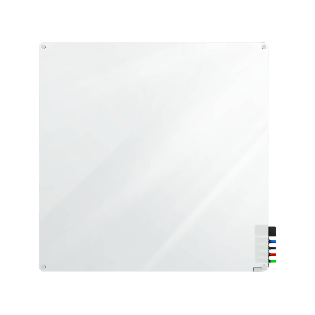 Ghent Harmony Frosted Glassboard w/ Standoffs, Non-magnetic, Radius Corners, 4'H x 4'W_0