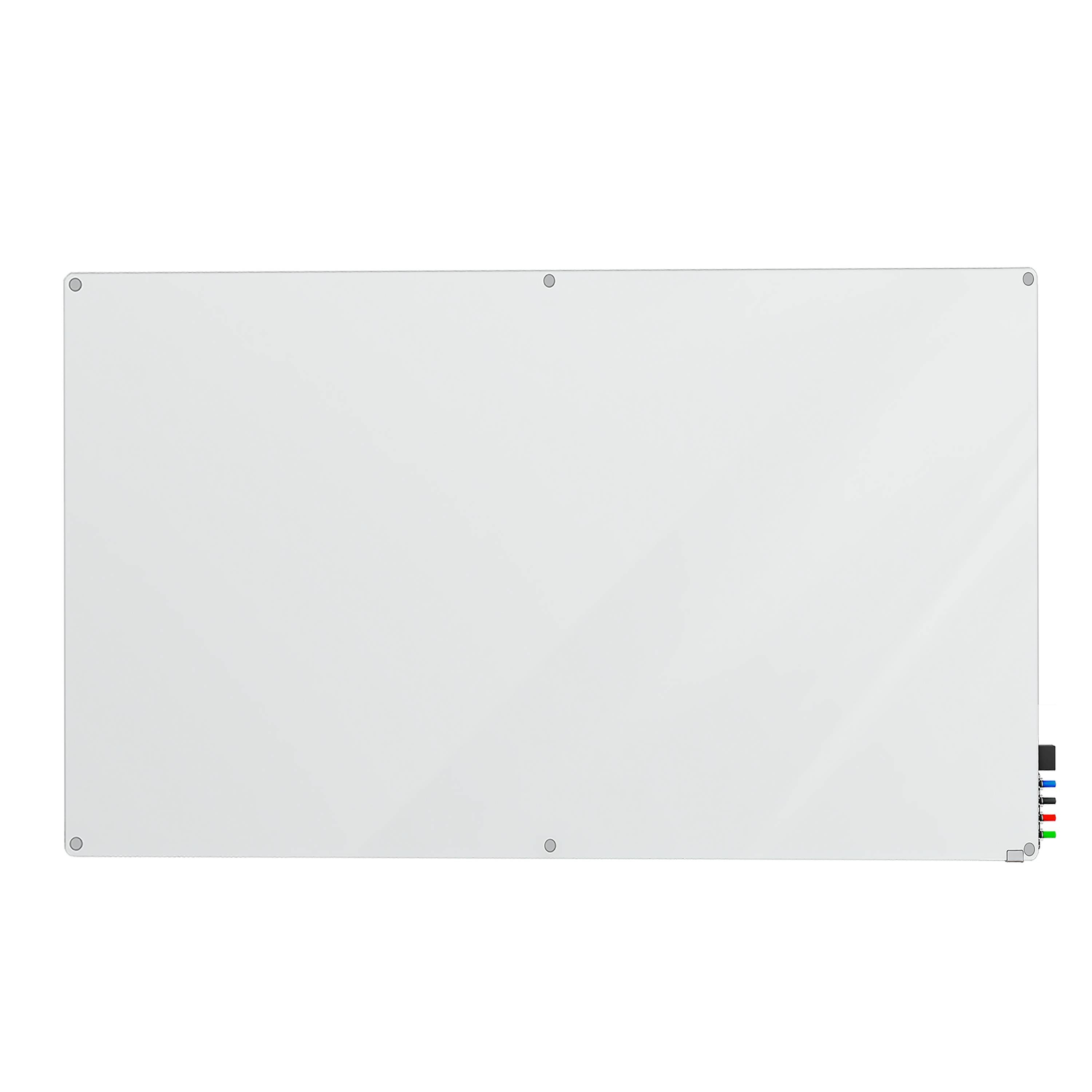 Ghent Harmony Frosted Glassboard w/ Standoffs, Non-magnetic, Radius Corners, 4'H x 5'W_0