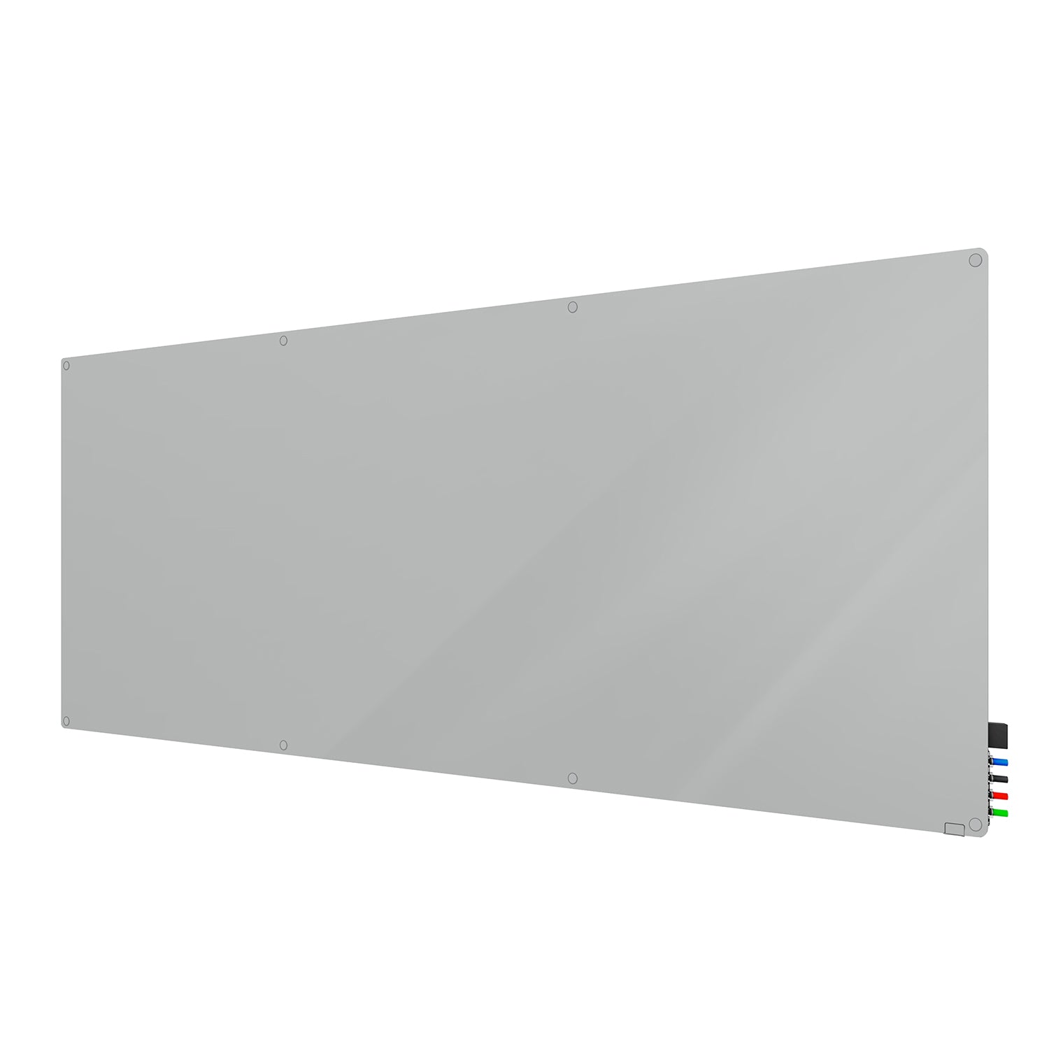 Ghent Harmony Glassboard w/ Standoffs, Magnetic, Radius Corners, 4'H x 10'W, Gray_1