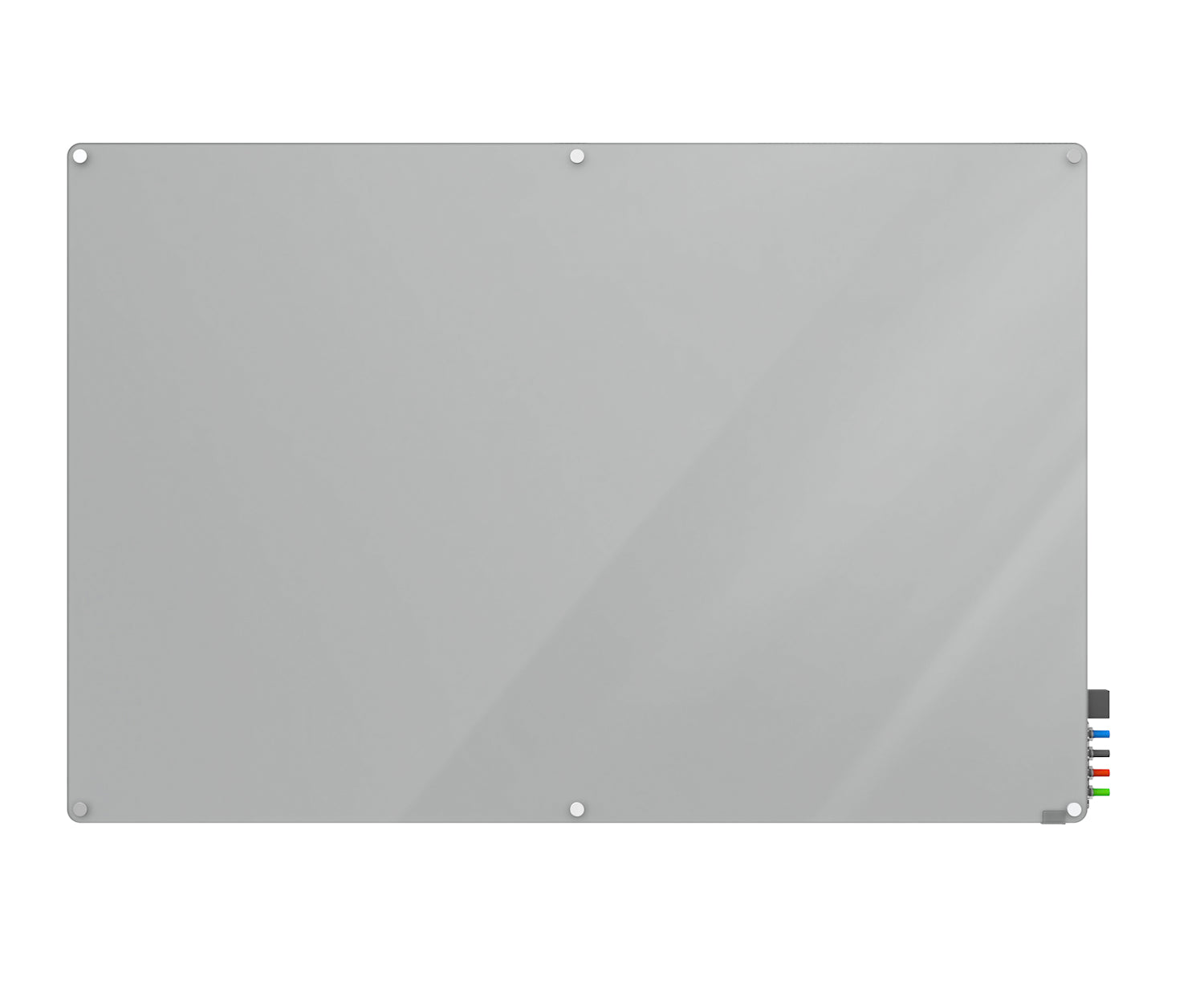 Ghent Harmony Glass Whiteboard w/ Standoffs, Non-magnetic, Radius Corners, 3'H x 4'W, Gray_1