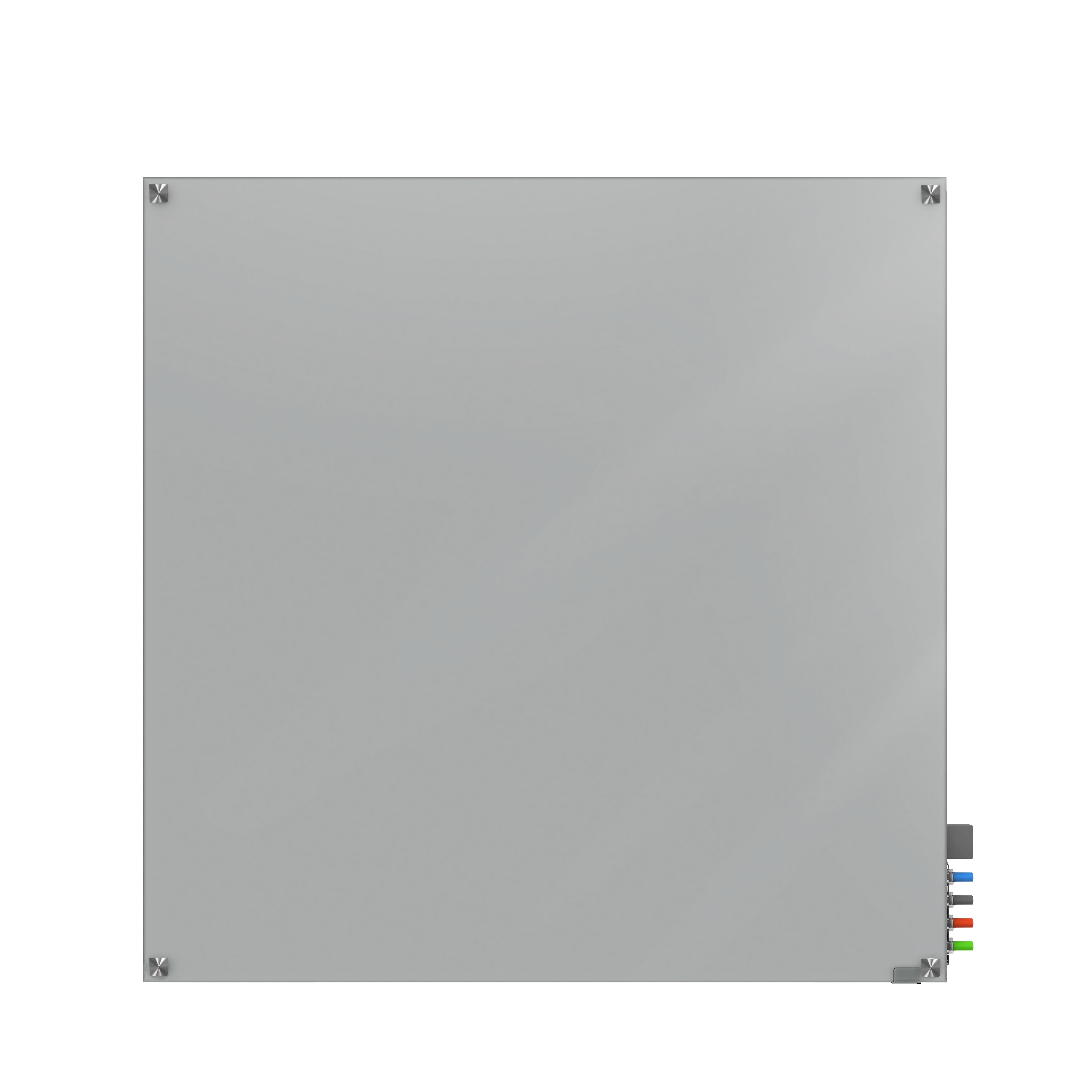 Ghent Harmony Glassboard w/ Standoffs, Non-magnetic, Square Corners, 4'H x 4'W, Gray_1