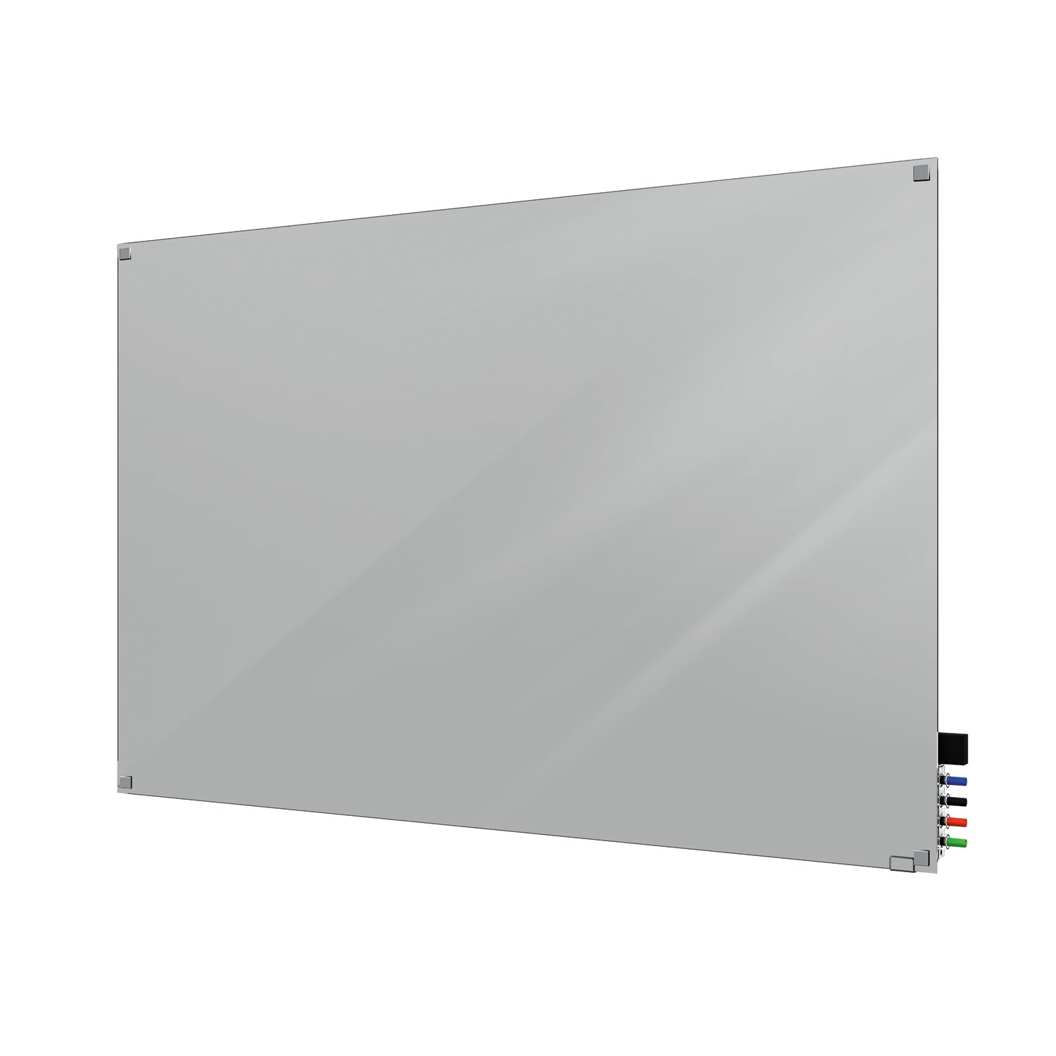 Ghent Harmony Glassboard w/ Standoffs, Magnetic, Square Corners, 2'H x 3'W, Gray_1