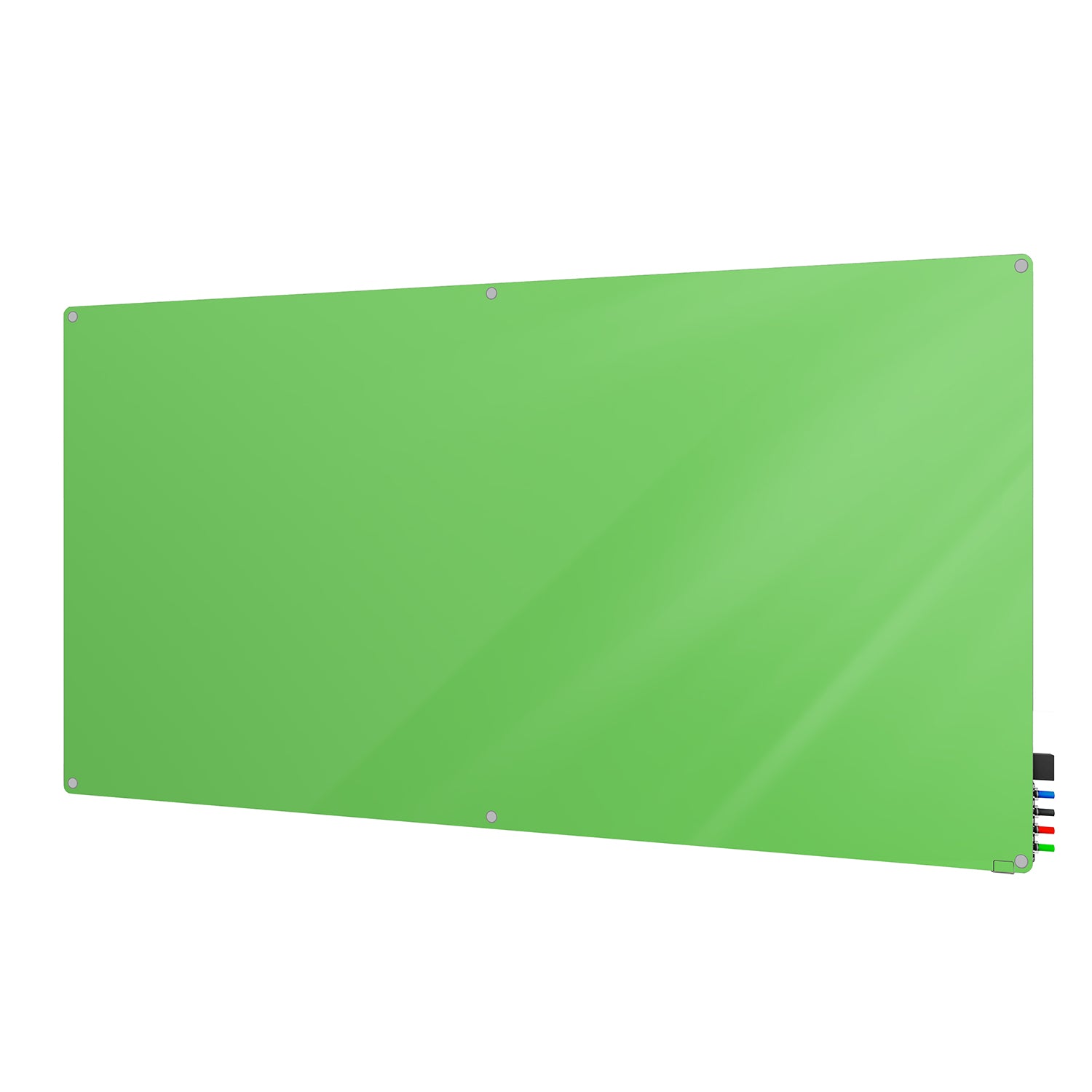 Ghent Harmony Glassboard w/ Standoffs, Magnetic, Radius Corners, 4'H x 5'W, Green_1