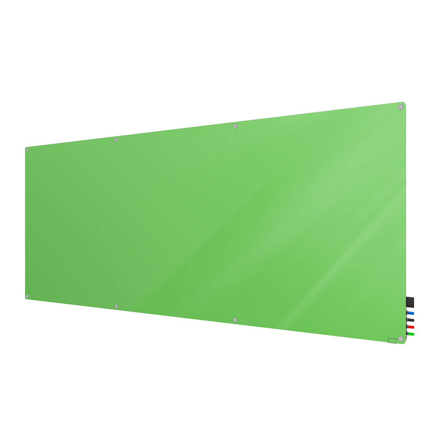 Ghent Harmony Glassboard w/ Standoffs, Magnetic, Radius Corners, 4'H x 10'W, Green_1