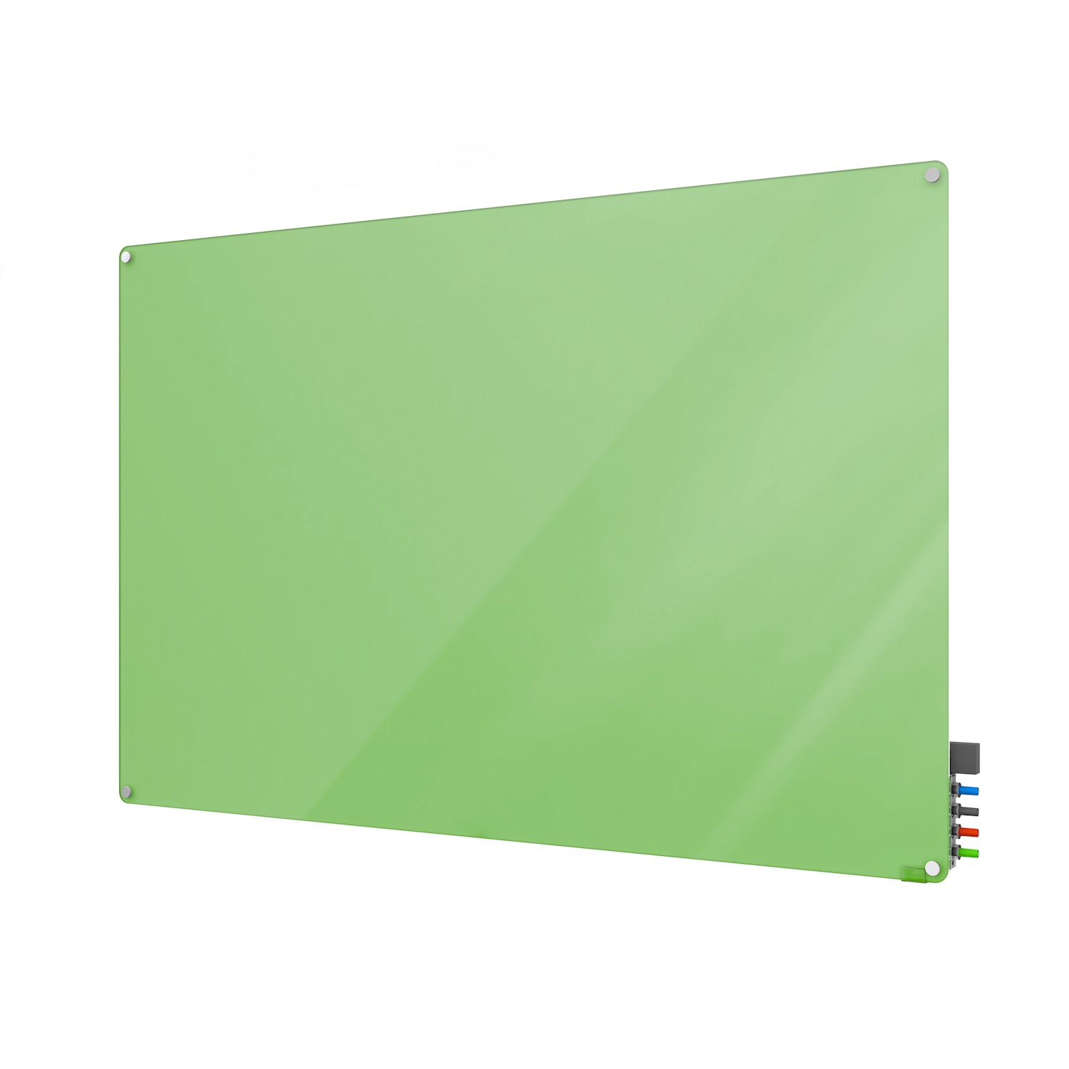 Ghent Harmony Glassboard w/ Standoffs, Magnetic, Radius Corners, 2'H x 3'W, Green_1