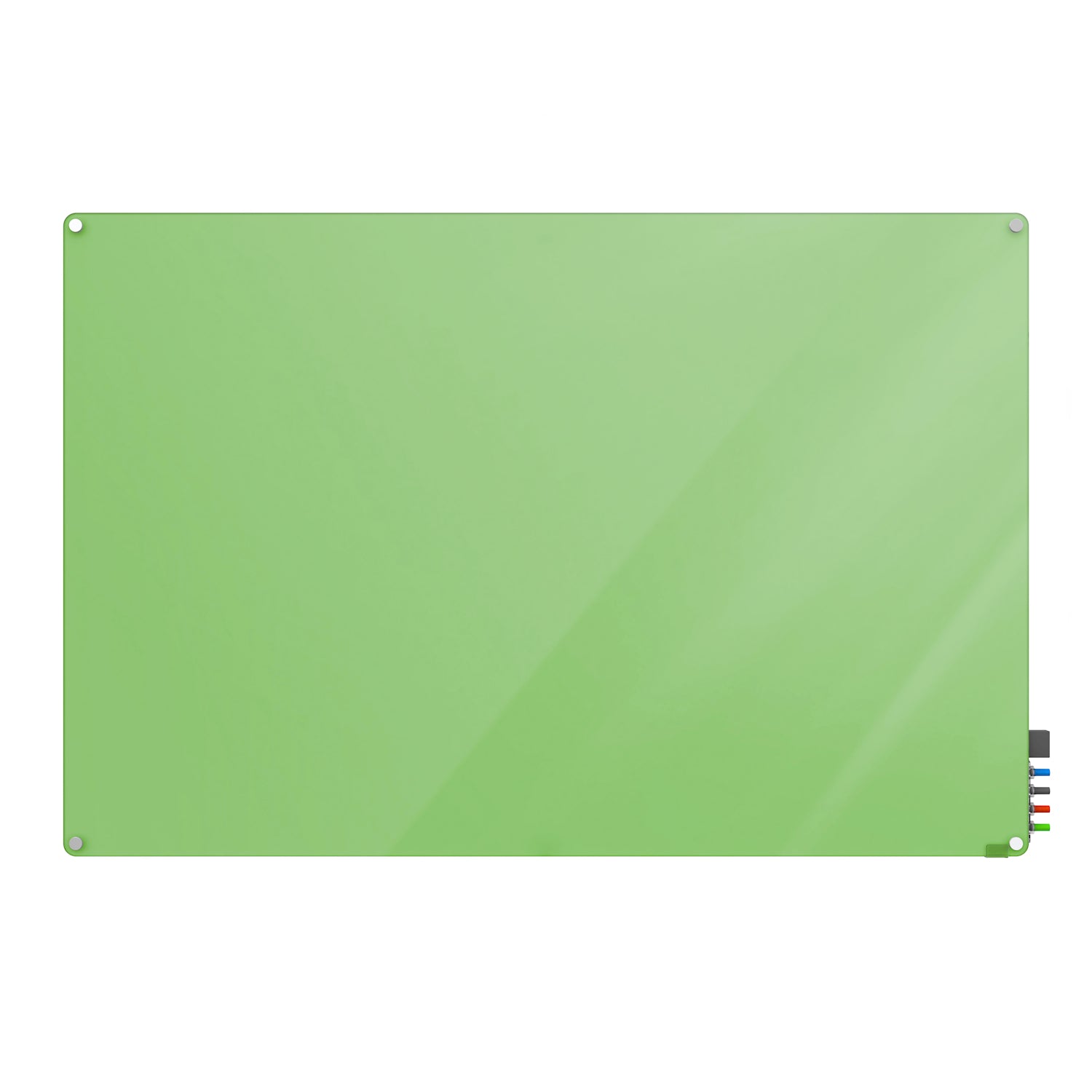 Ghent Harmony Glassboard w/ Standoffs, Magnetic, Radius Corners, 2'H x 3'W, Green_0