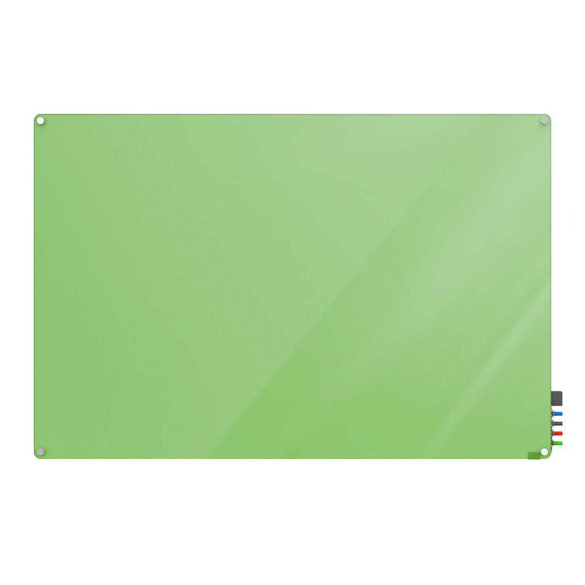 Ghent Harmony Glassboard w/ Standoffs, Magnetic, Radius Corners, 2'H x 3'W, Green_0