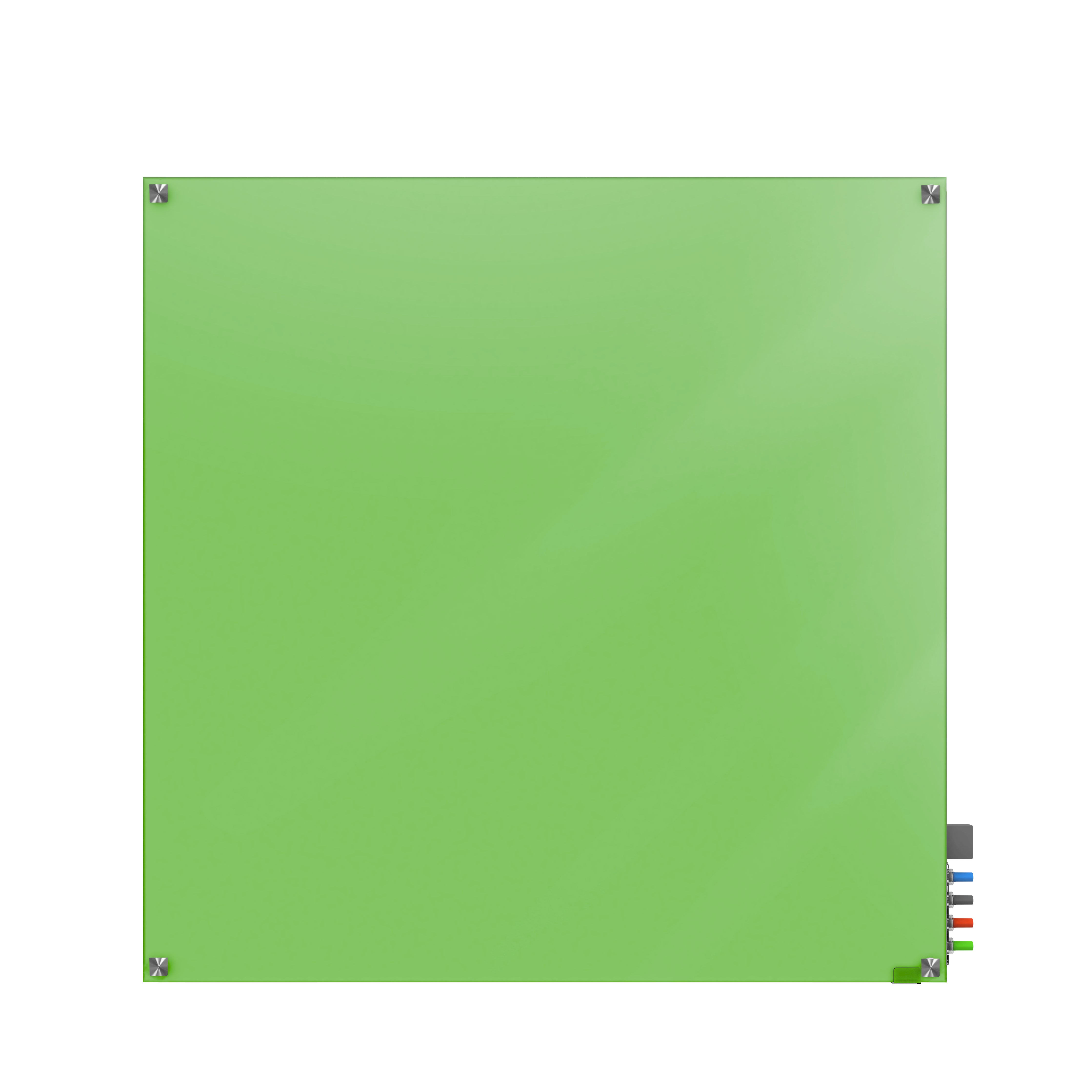 Ghent Harmony Glassboard w/ Standoffs, Magnetic, Square Corners, 4'H x 4'W, Green_1