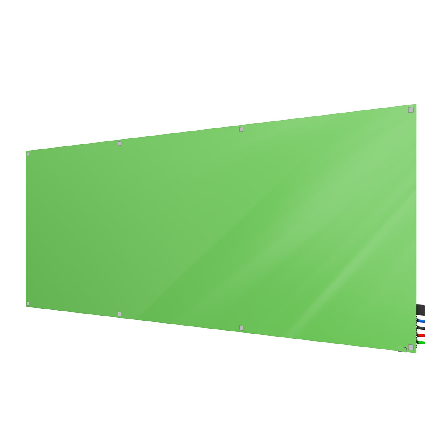 Ghent Harmony Glassboard w/ Standoffs, Magnetic, Square Corners, 4'H x 10'W, Green_1