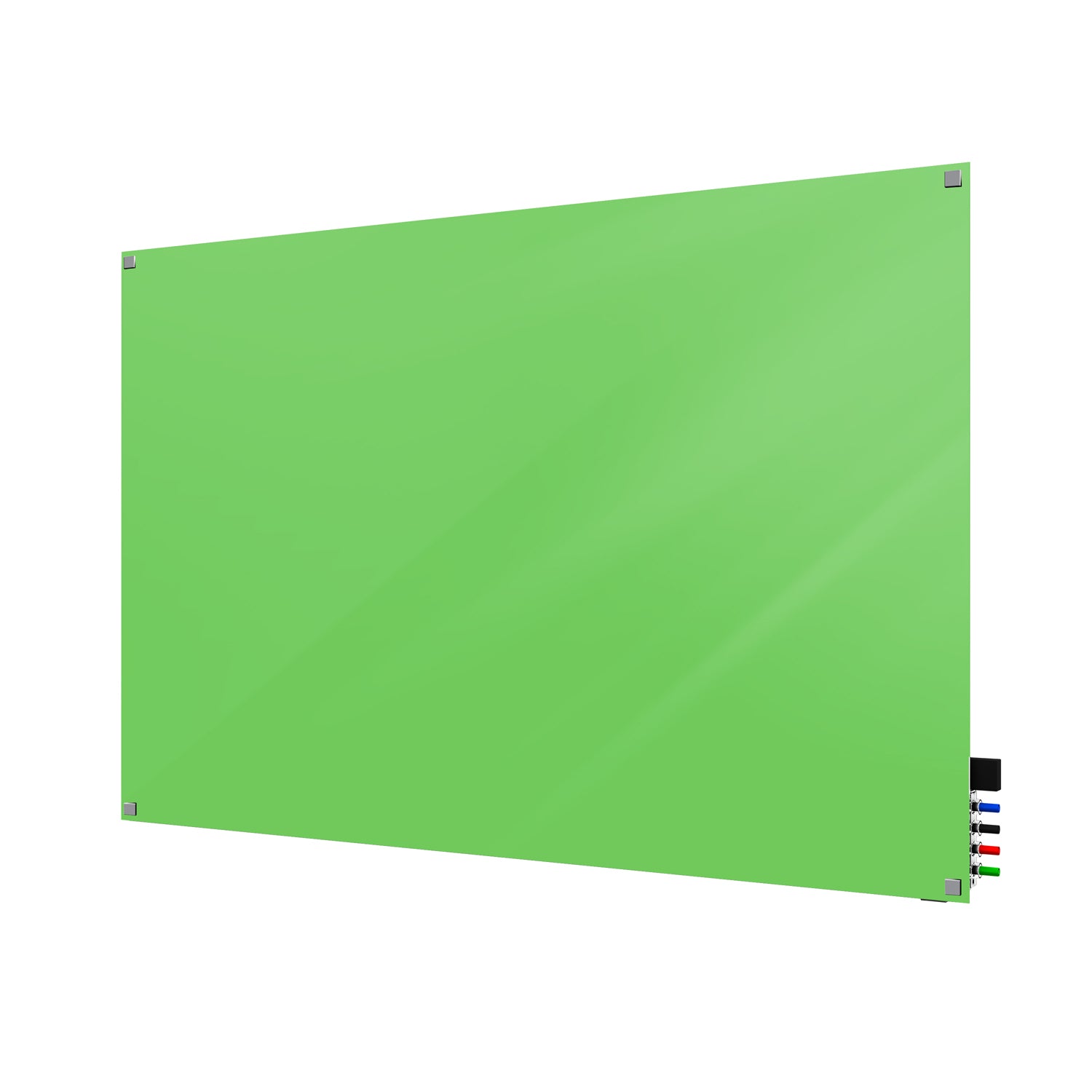 Ghent Harmony Glassboard w/ Standoffs, Magnetic, Square Corners, 2'H x 3'W, Green_1