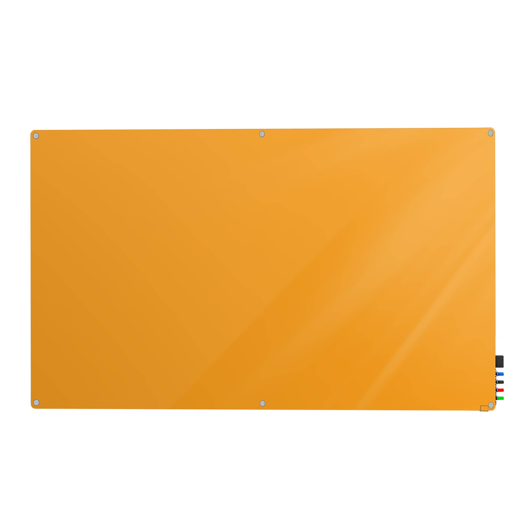 Ghent Harmony Glassboard w/ Standoffs, Magnetic, Radius Corners, 4&#39;H x 8&#39;W, Marigold_0
