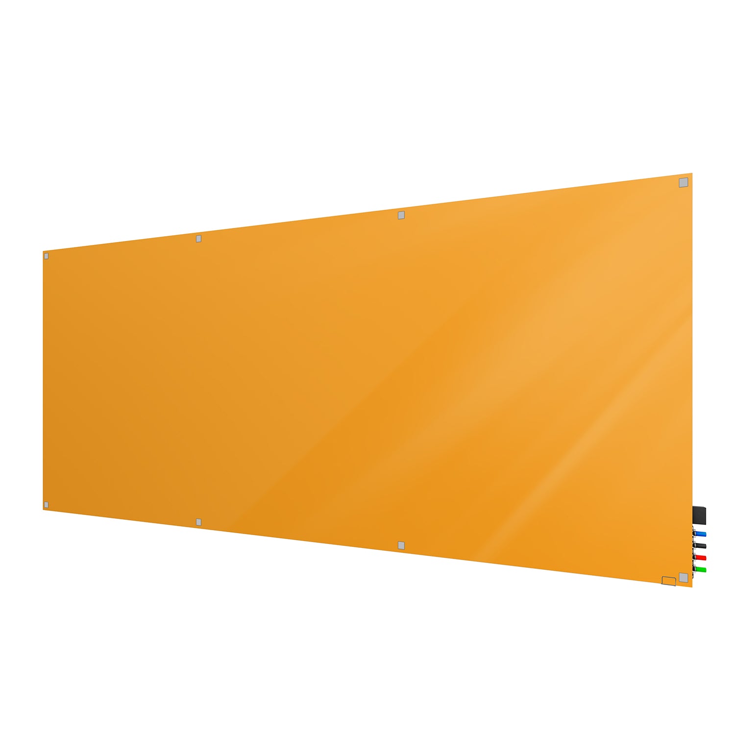 Ghent Harmony Glassboard w/ Standoffs, Magnetic, Square Corners, 4'H x 10'W, Marigold_1