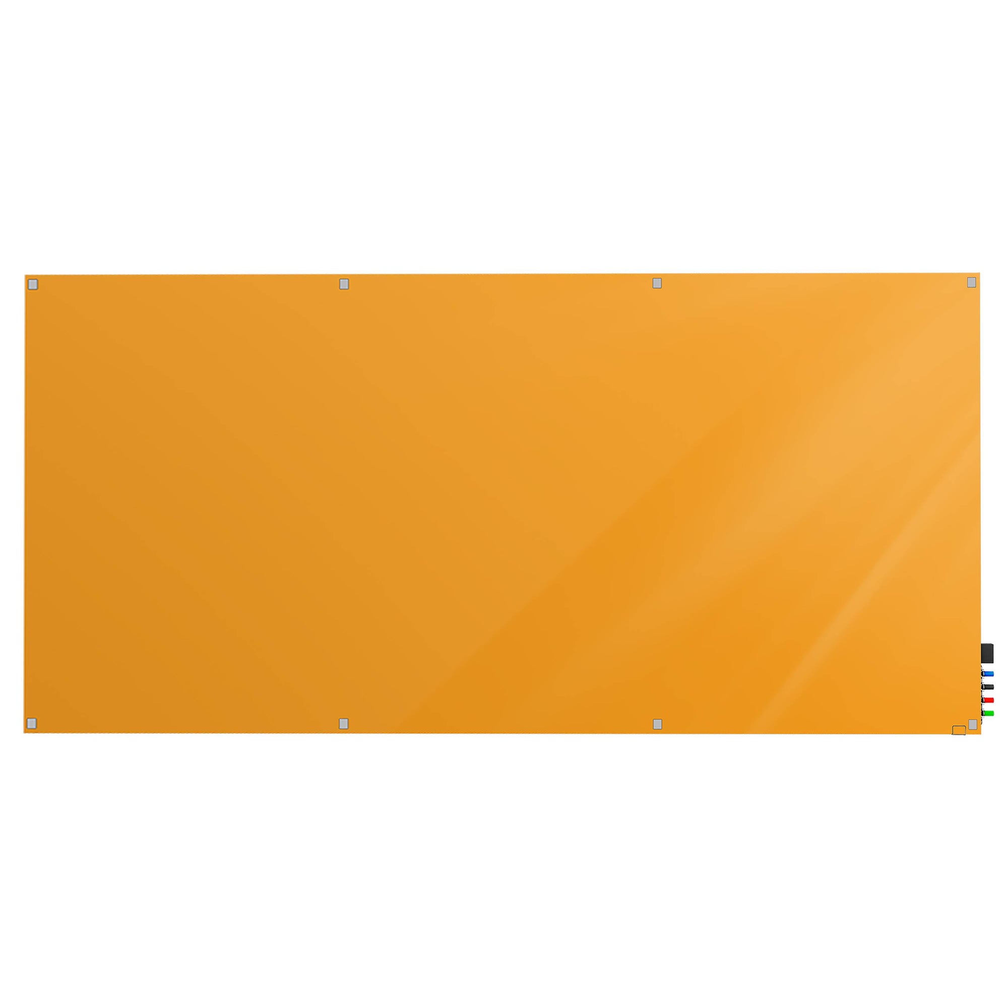 Ghent Harmony Glassboard w/ Standoffs, Magnetic, Square Corners, 4'H x 10'W, Marigold_0