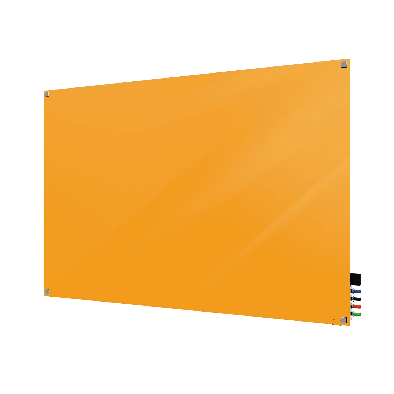 Ghent Harmony Glassboard w/ Standoffs, Magnetic, Square Corners, 2'H x 3'W, Marigold_2