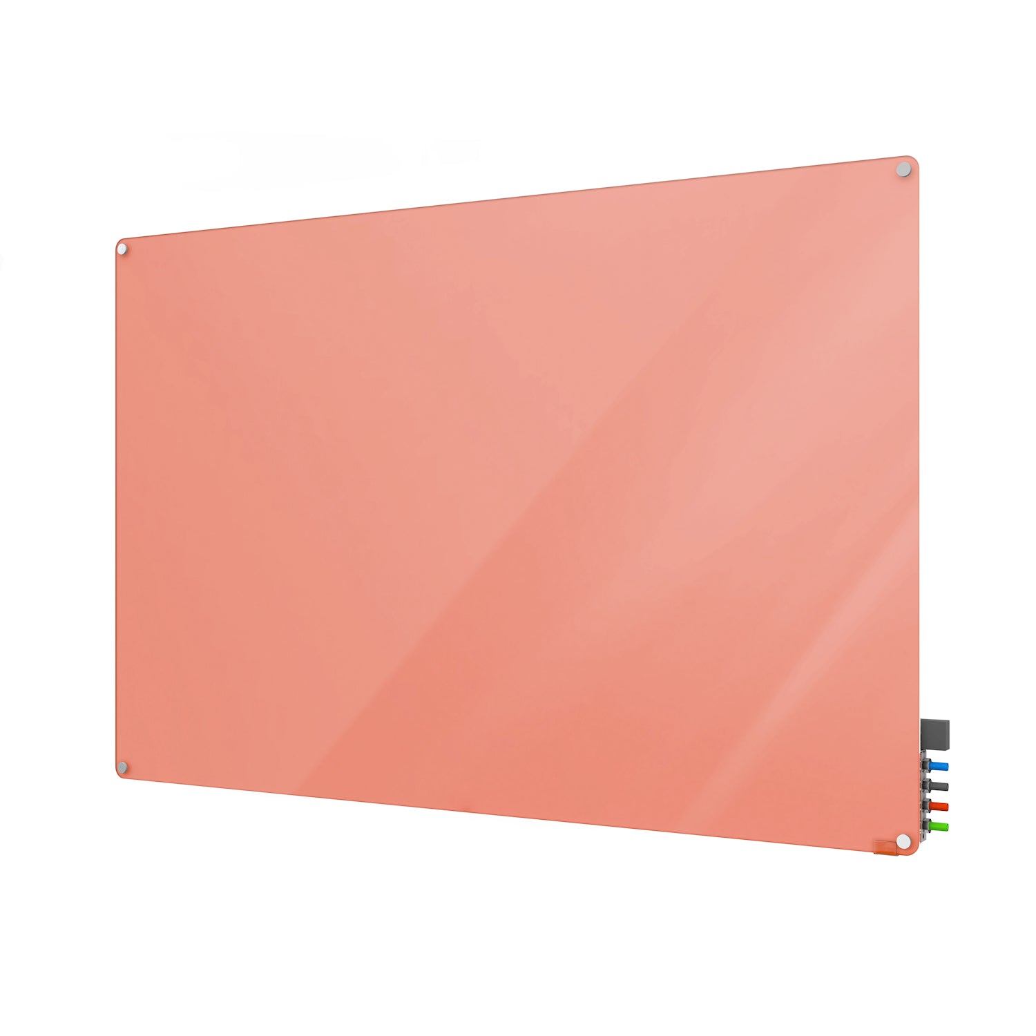 Ghent Harmony Glassboard w/ Standoffs, Magnetic, Radius Corners, 2'H x 3'W, Peach_1