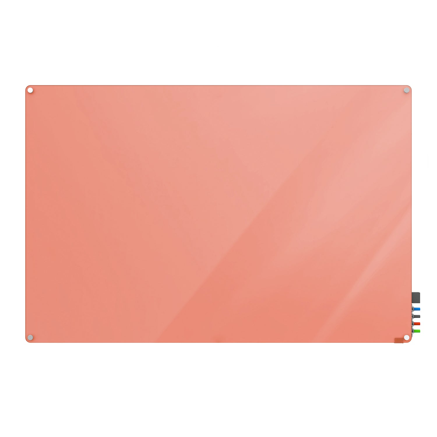 Ghent Harmony Glassboard w/ Standoffs, Non-magnetic, Radius Corners, 2'H x 3'W, Peach_0