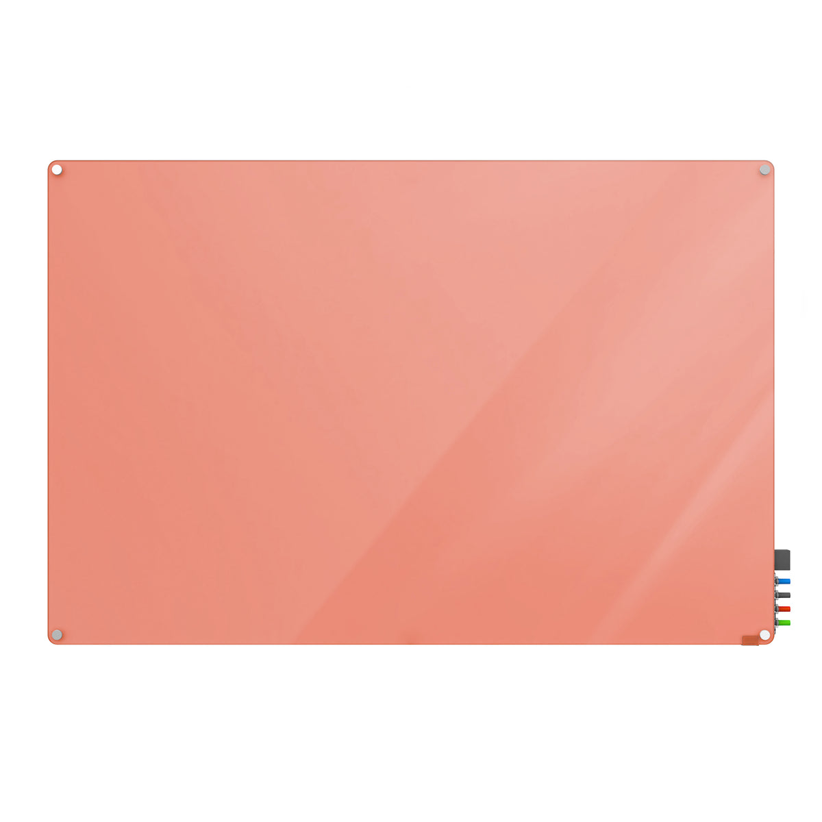 Ghent Harmony Glassboard w/ Standoffs, Magnetic, Radius Corners, 3'H x 4'W, Peach_0