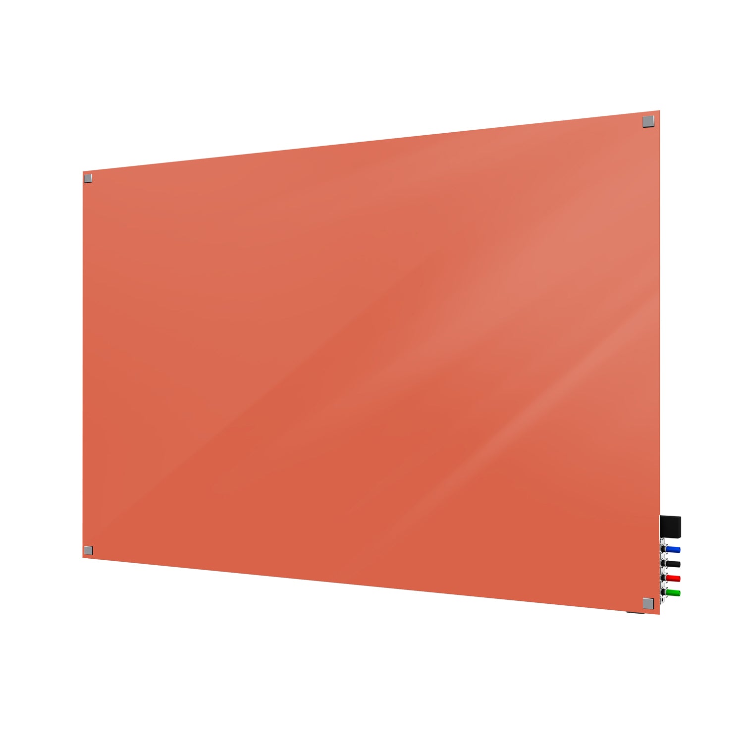 Ghent Harmony Glassboard w/ Standoffs, Non-magnetic, Square Corners, 3'H x 4'W, Peach_1