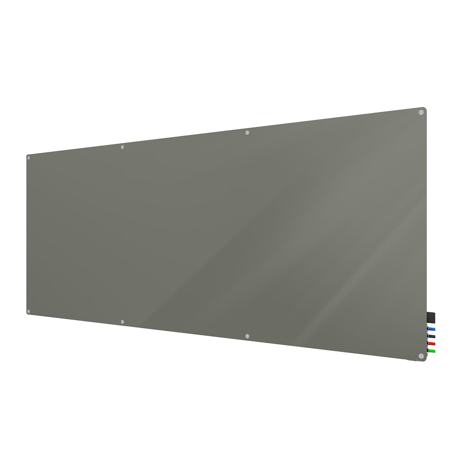 Ghent Harmony Glassboard w/ Standoffs, Magnetic, Radius Corners, 4'H x 10'W, Smoke_1