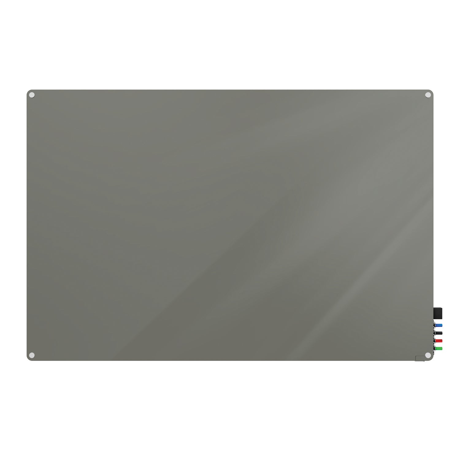 Ghent Harmony Glass Whiteboard w/ Standoffs, Non-magnetic, Radius Corners, 3'H x 4'W, Smoke_1